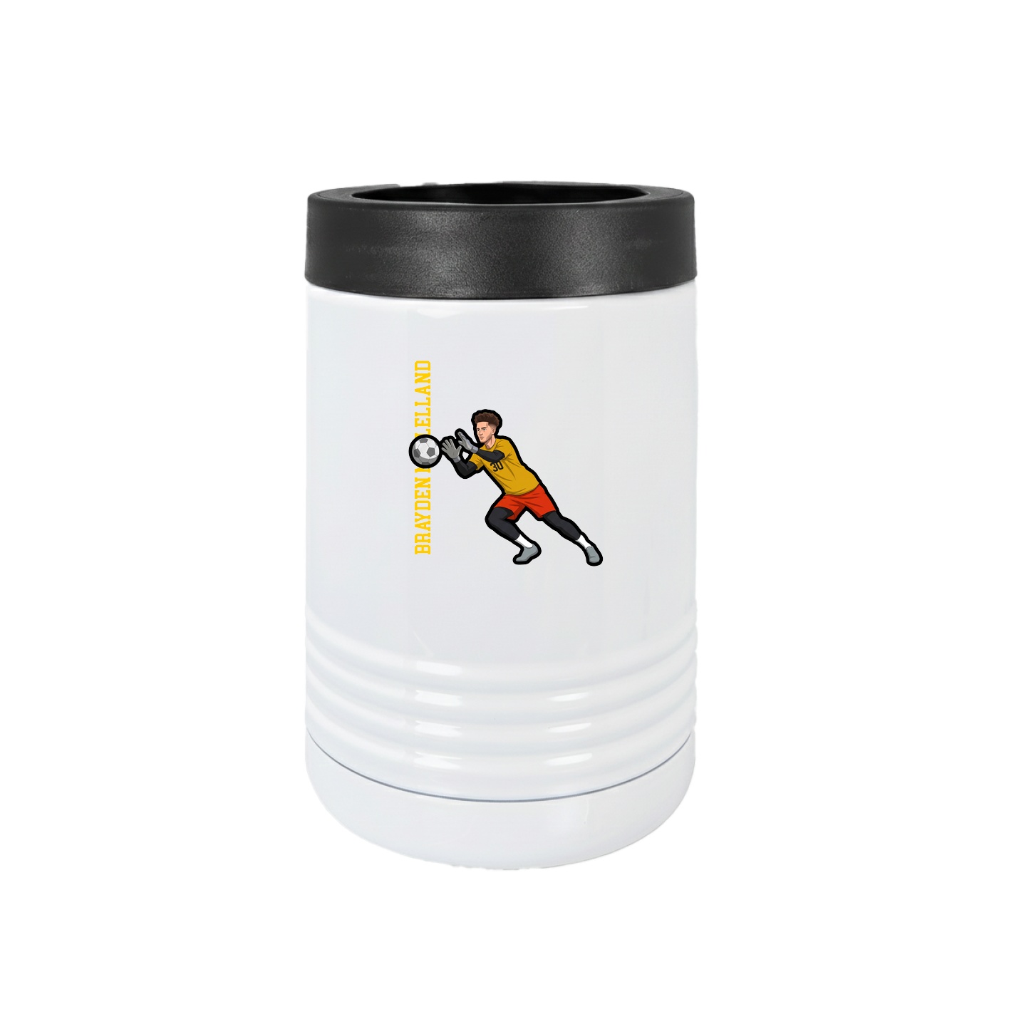 Beverage Holder — Name Vertical in White