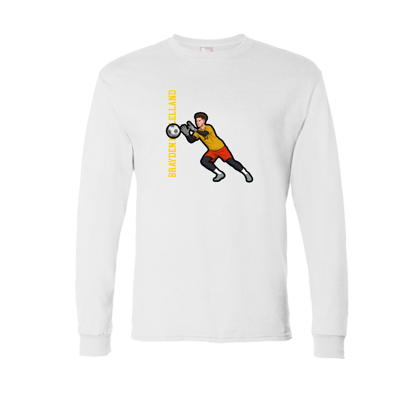 Long Sleeve Tee — Name Vertical in White