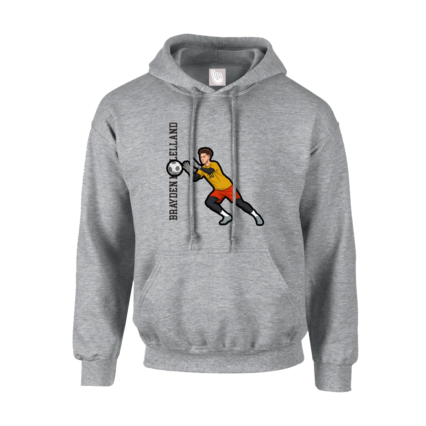 Youth Hoodie — Name Vertical in Grey