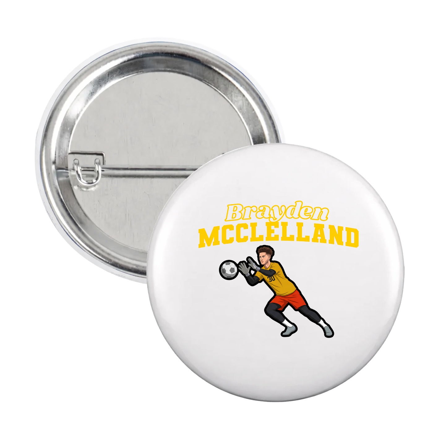 Game Day Button — Name Arch in White