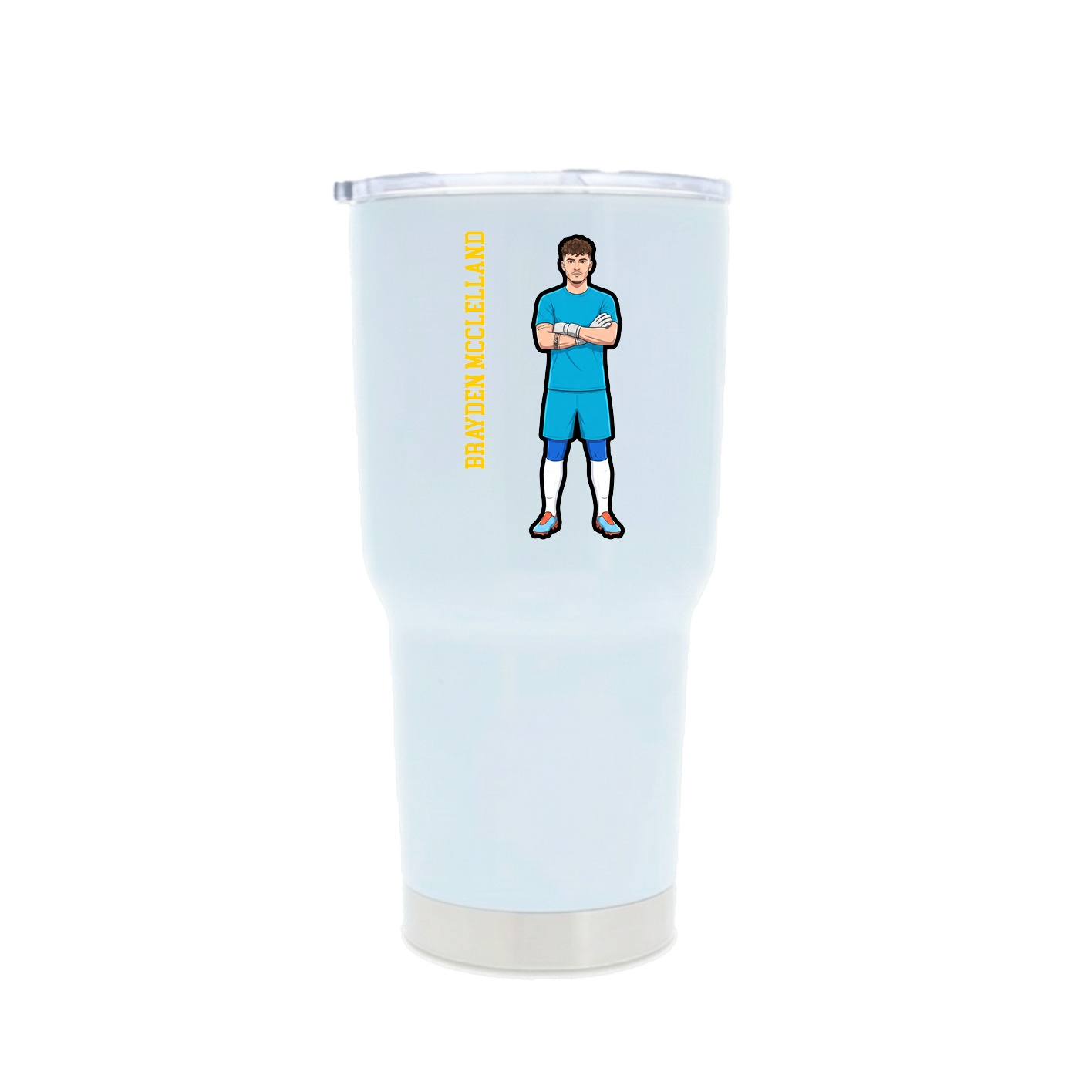30oz Stainless Steel Tumbler — Name Vertical in White