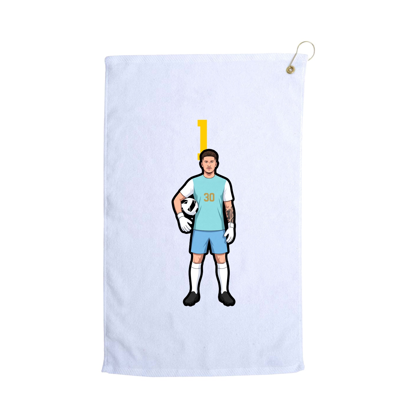 Golf Towel — Number Top in White