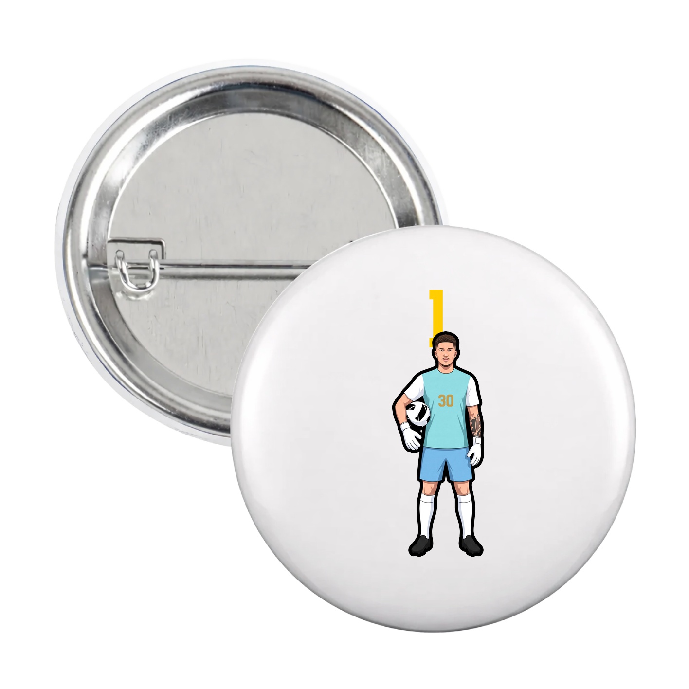 Game Day Button — Number Top in White