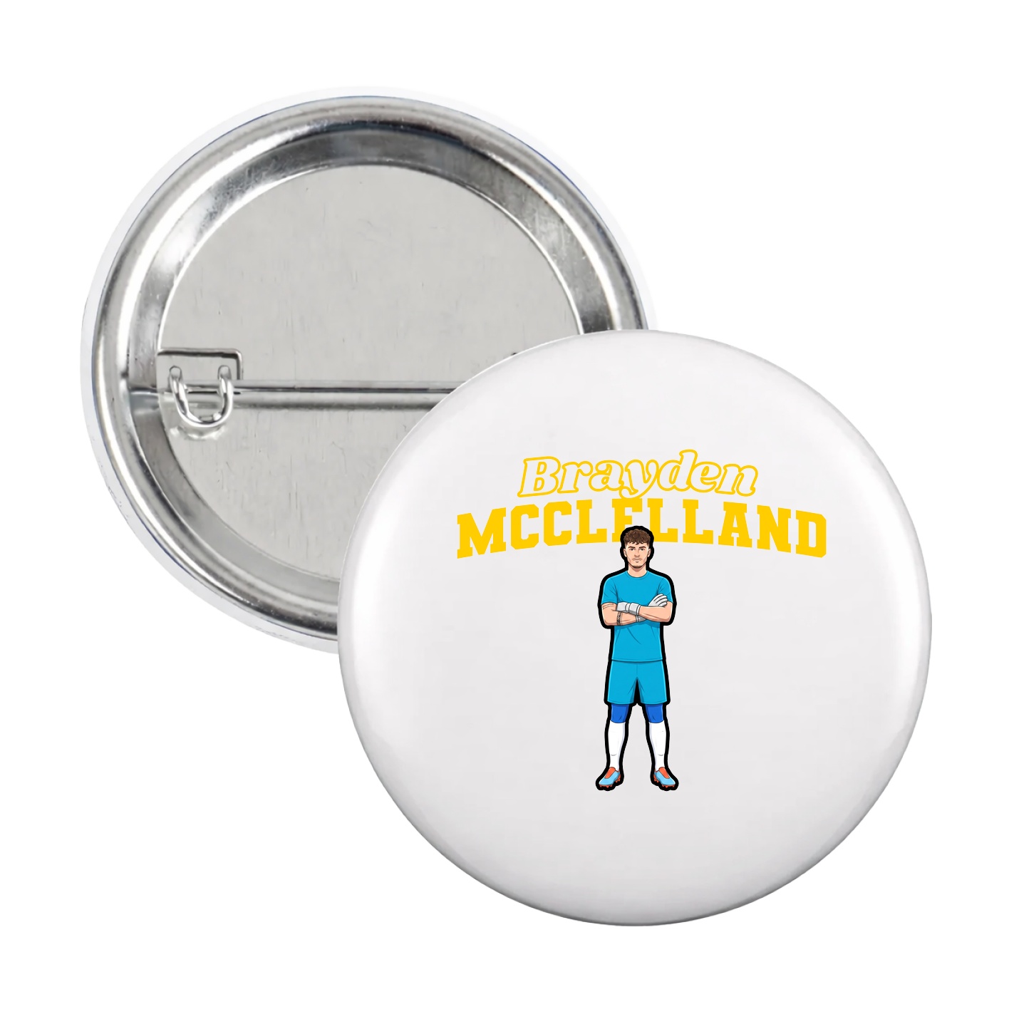 Game Day Button — Name Arch in White