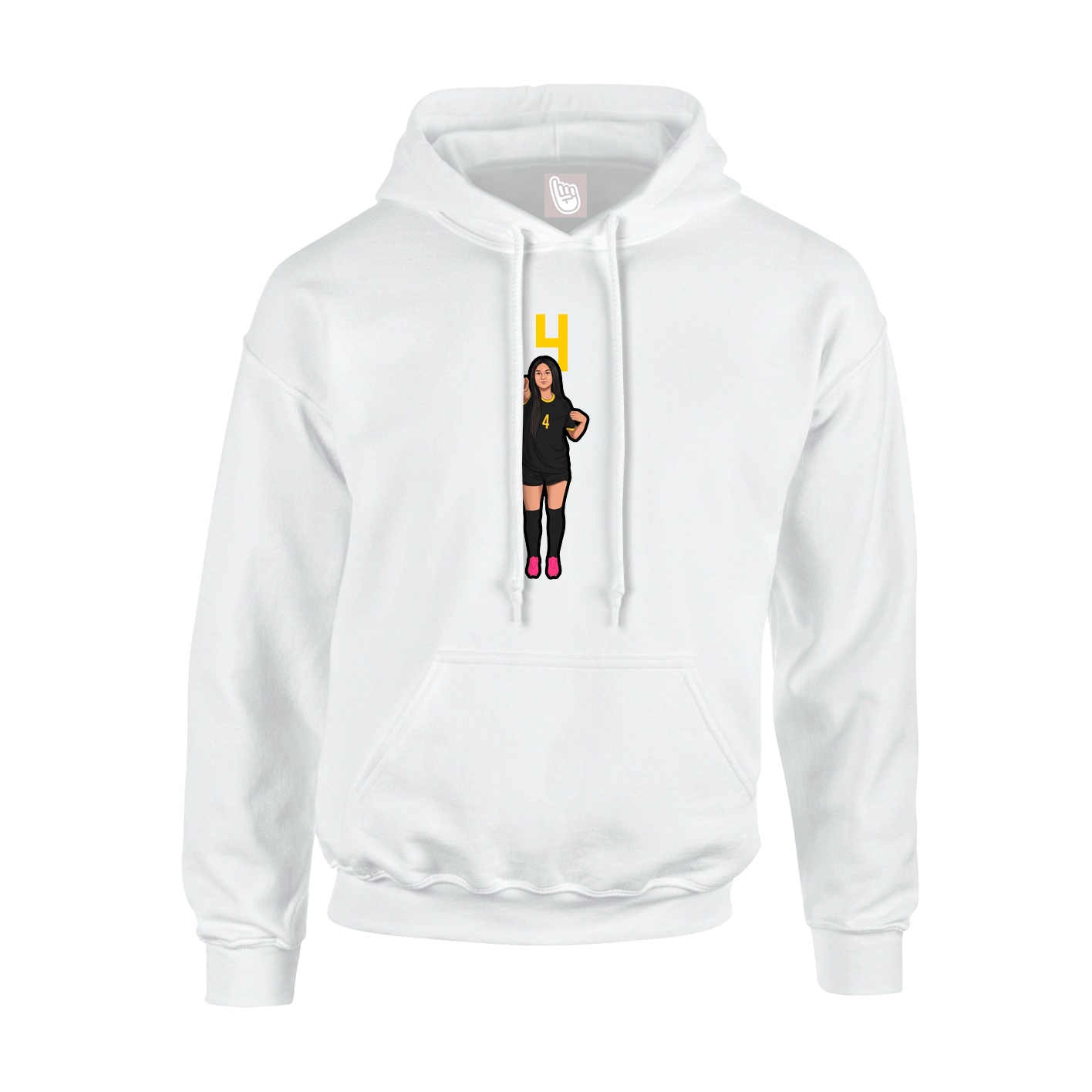 Youth Hoodie — Number Top in White