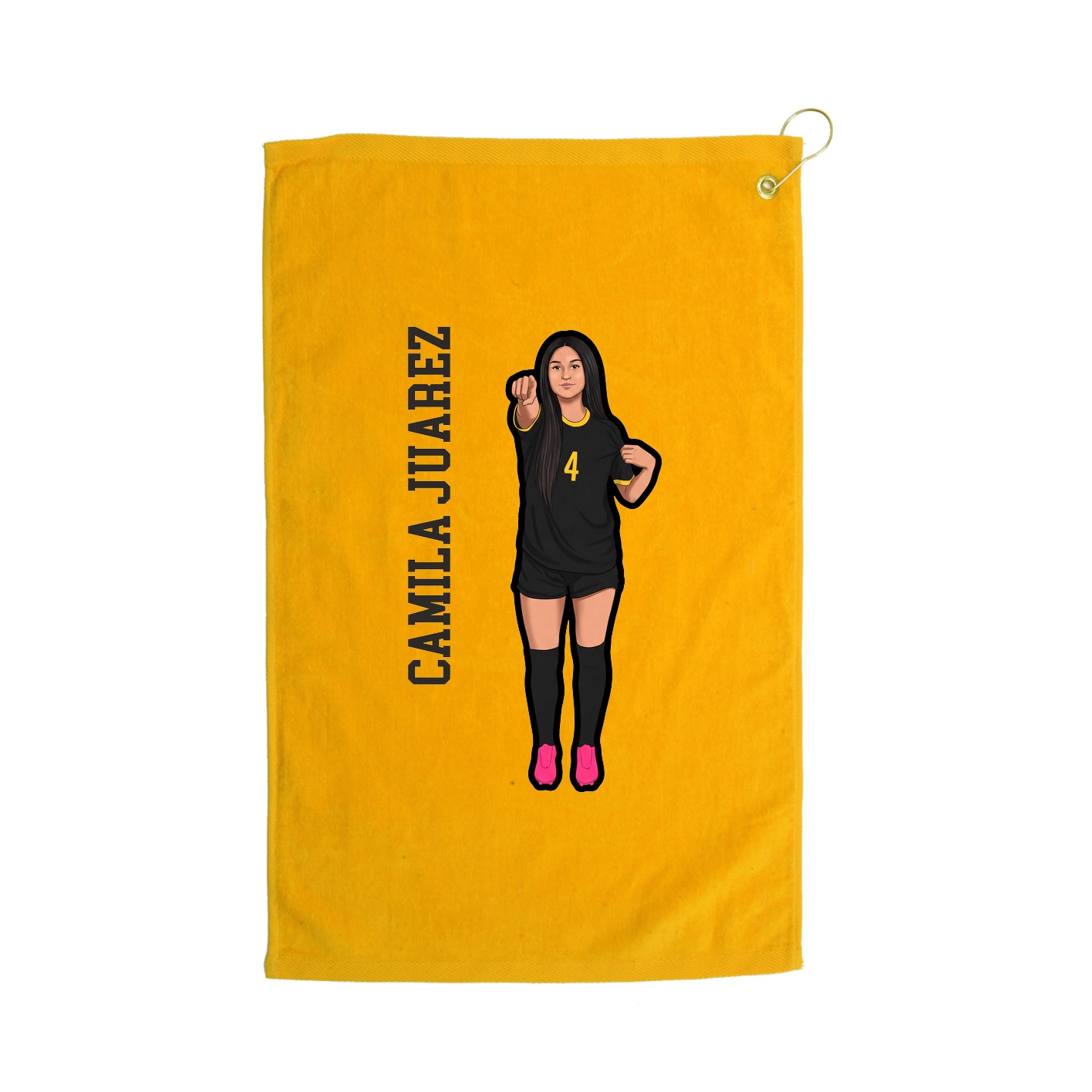 Golf Towel — Name Vertical in Gold