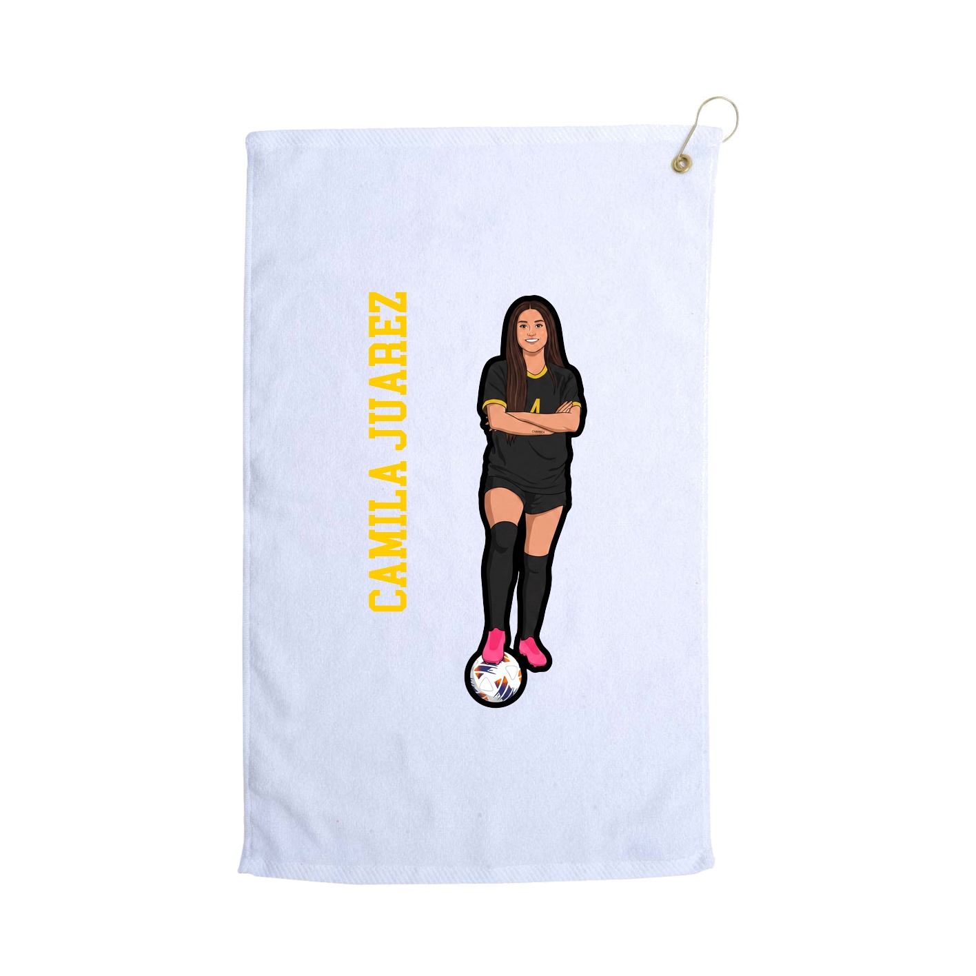 Golf Towel — Name Vertical in White