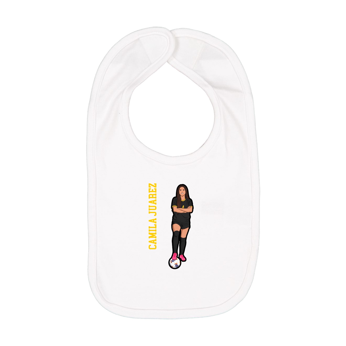 Infant Bib — Name Vertical in White