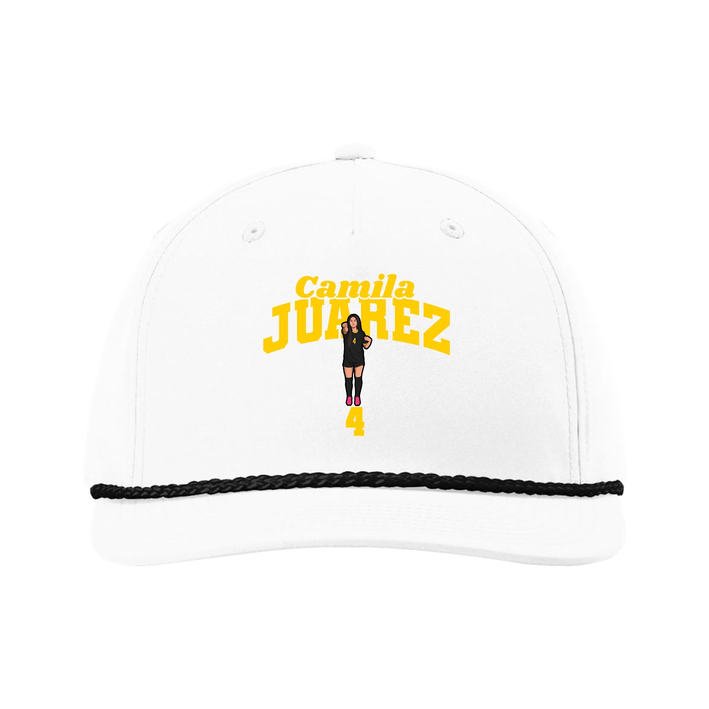 Five-Panel Classic Rope Cap — Signature Arch in White