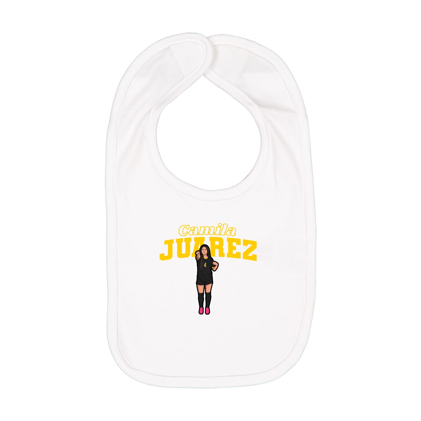 Infant Bib — Name Arch in White