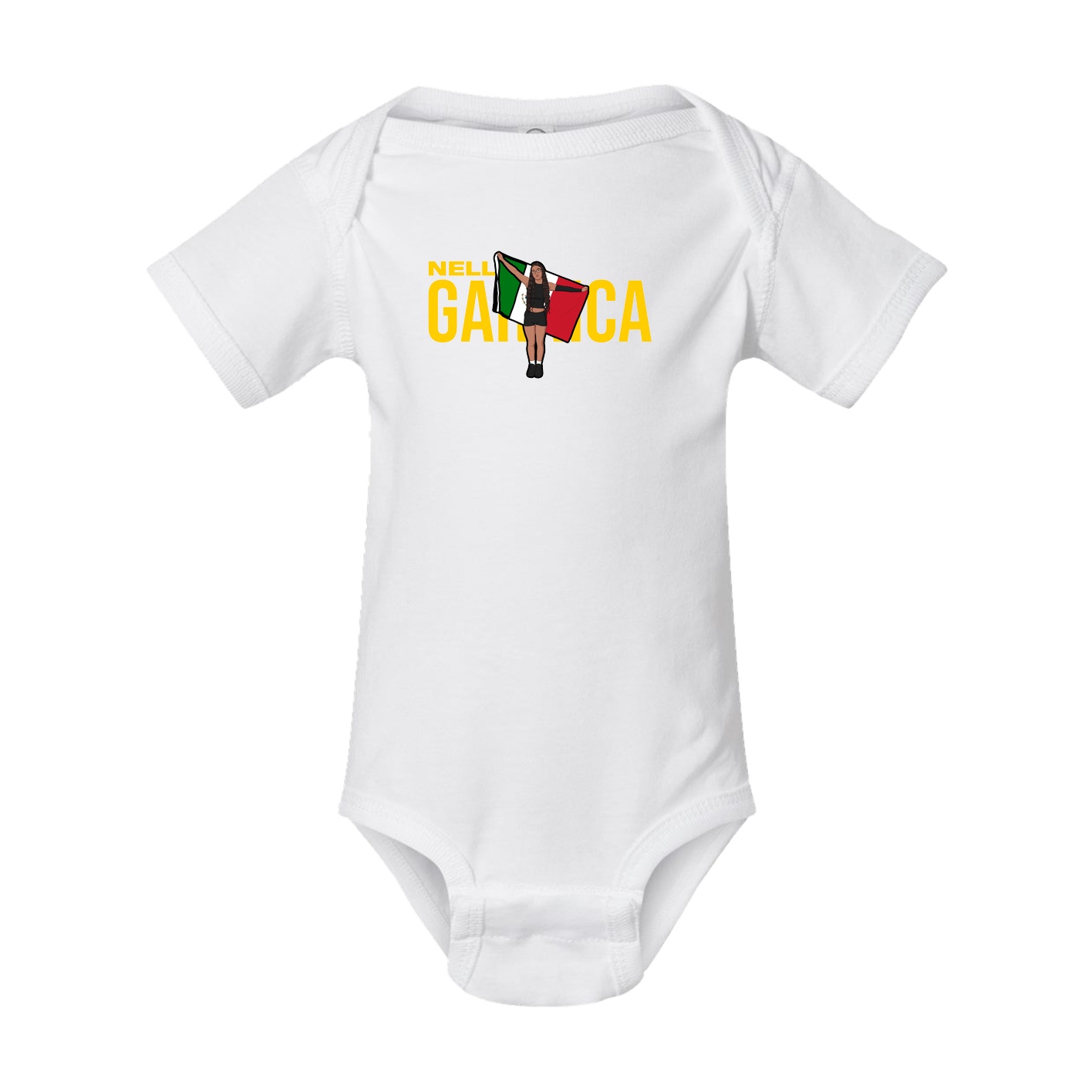 Baby Onesie — Player Name in White