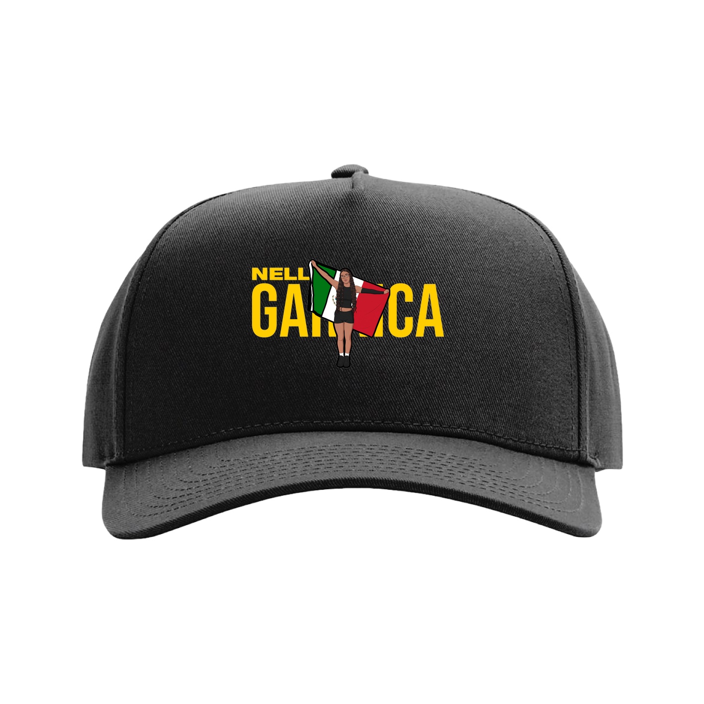 Full Fabric Five-Panel Champ Cap — Player Name in Black