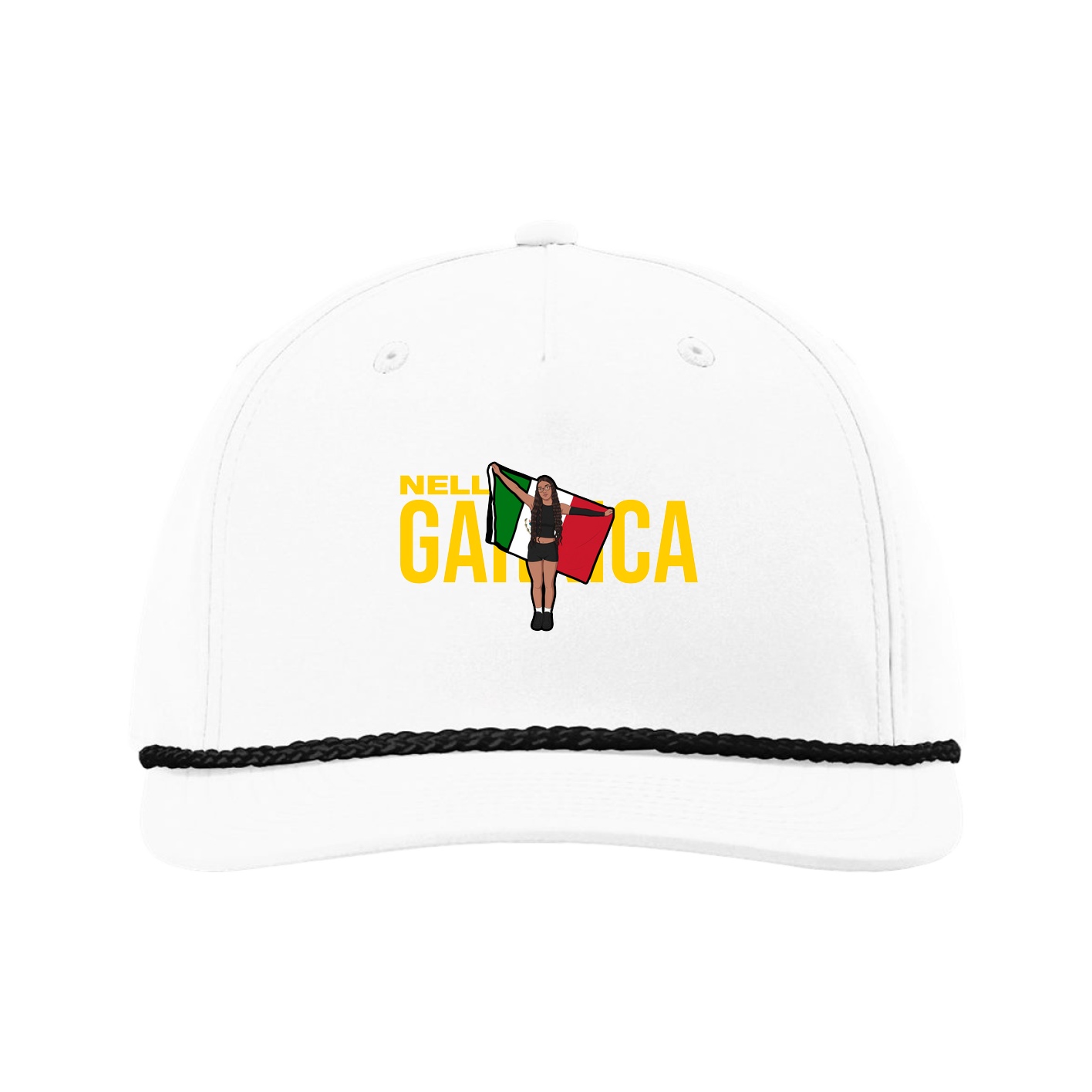 Five-Panel Classic Rope Cap — Player Name in White