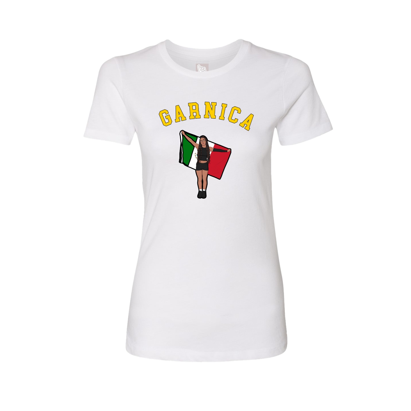 Fitted Women's Tee — Shirsey Arch in White