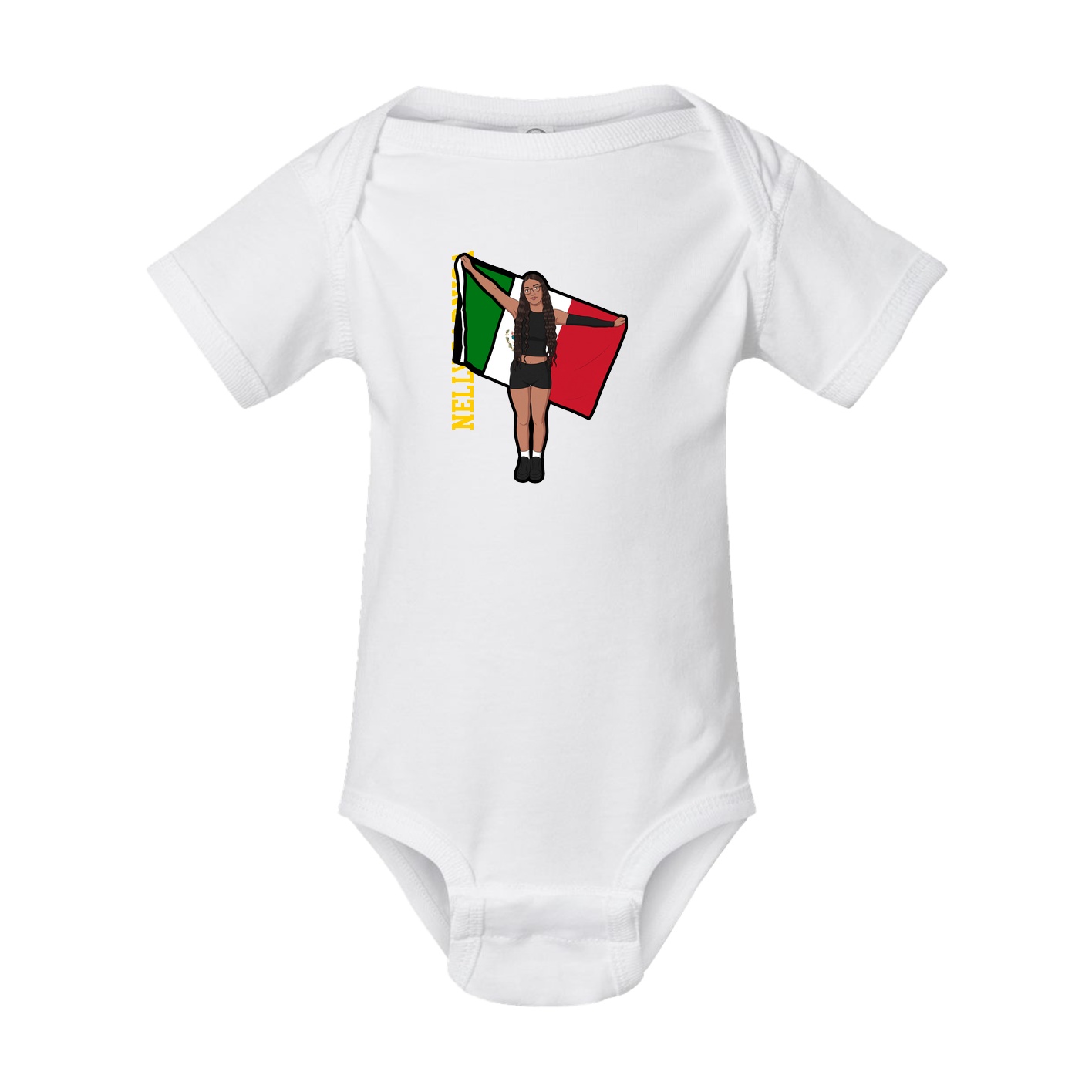 Baby Onesie — Name Vertical in White