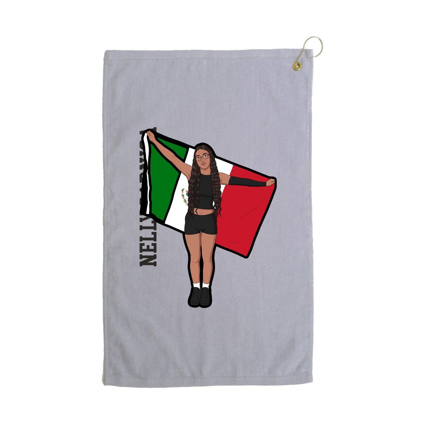 Golf Towel — Name Vertical in Grey