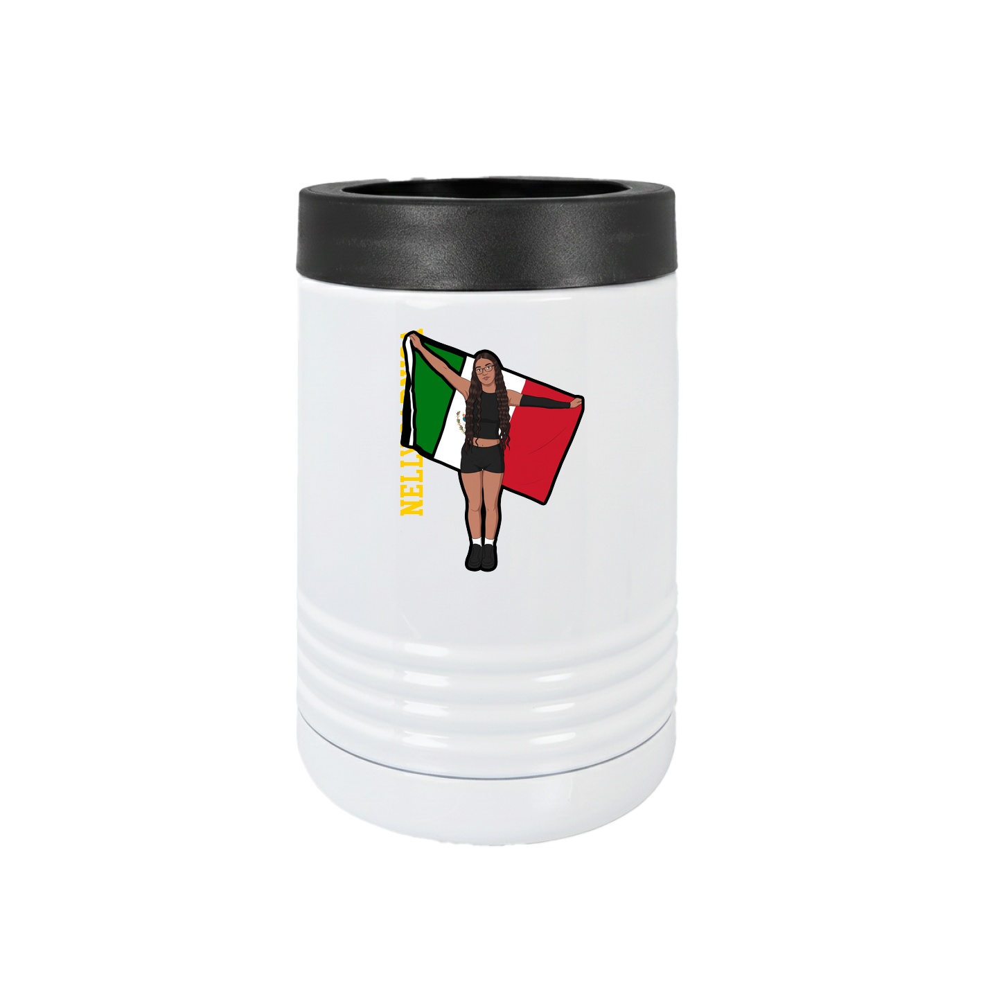 Beverage Holder — Name Vertical in White