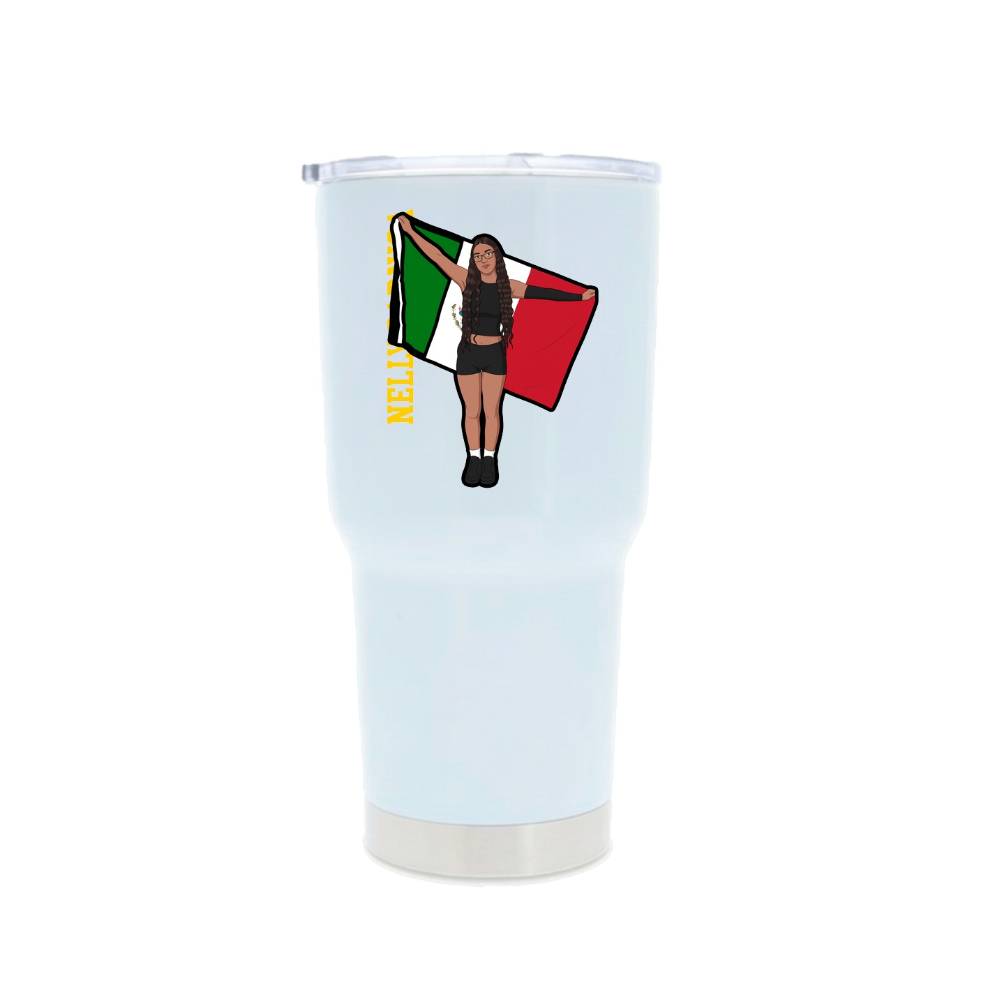 30oz Stainless Steel Tumbler — Name Vertical in White