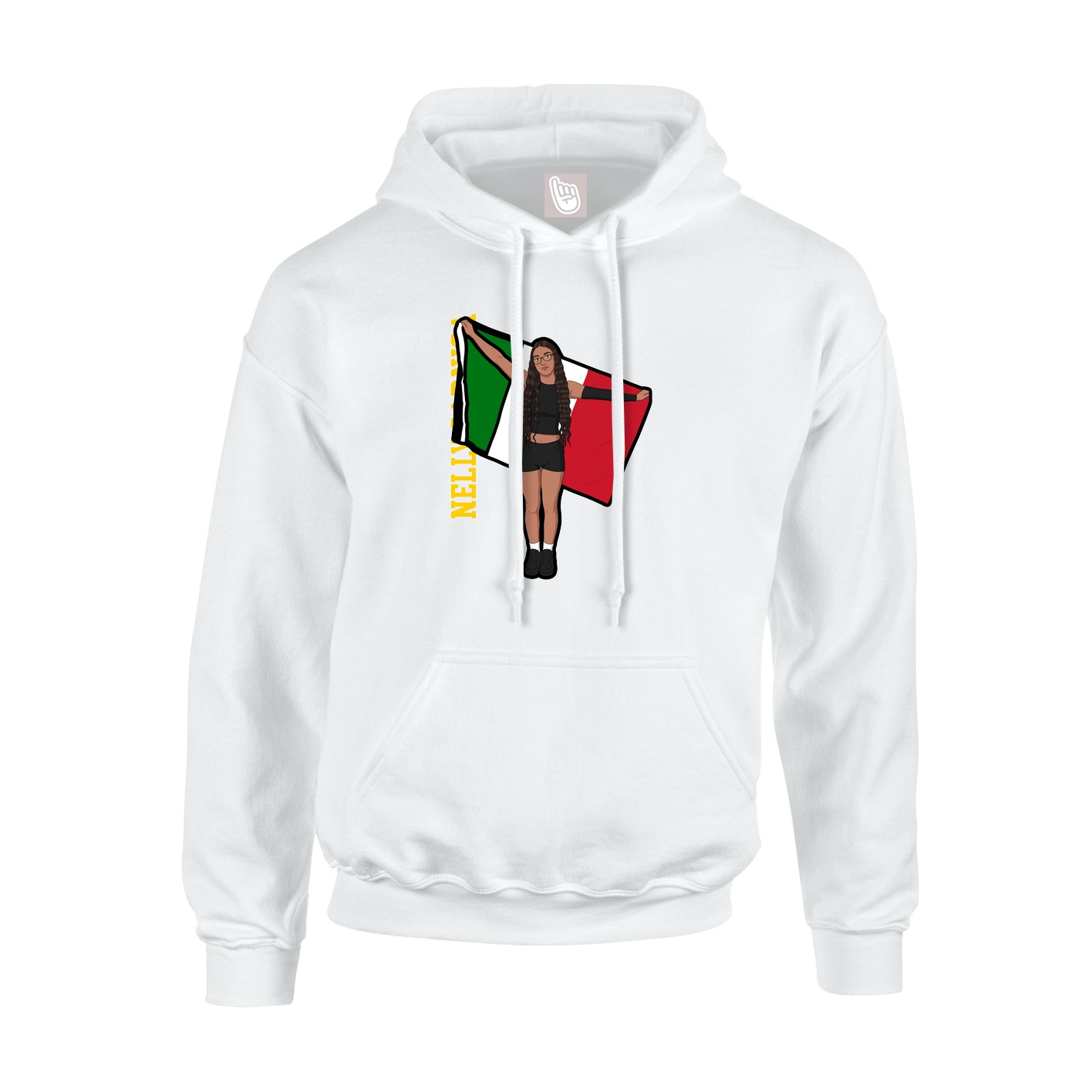 Hoodie — Name Vertical in White
