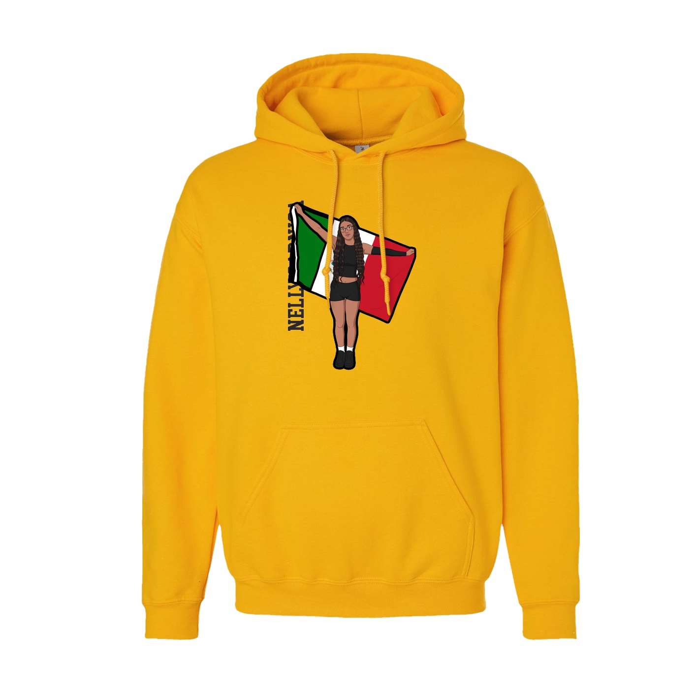 Youth Hoodie — Name Vertical in Gold