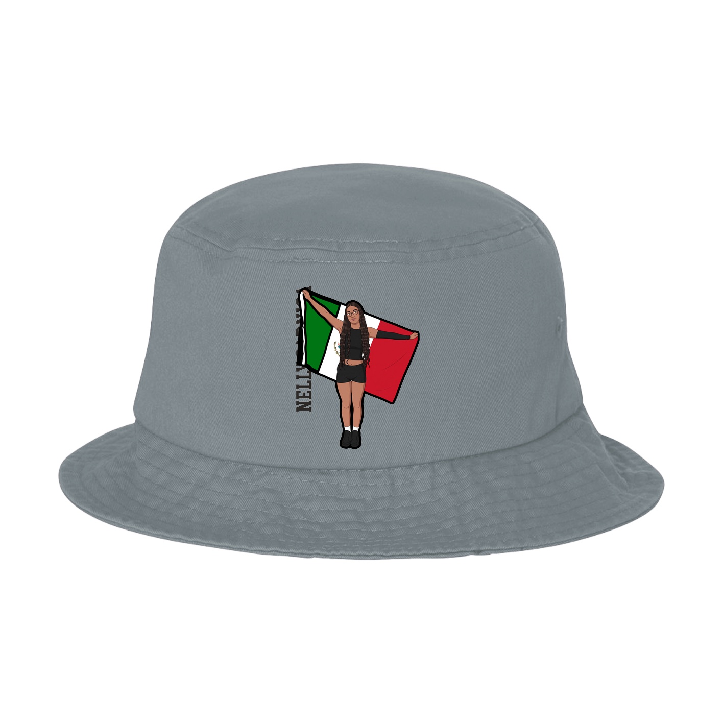 Bucket Cap — Name Vertical in Grey