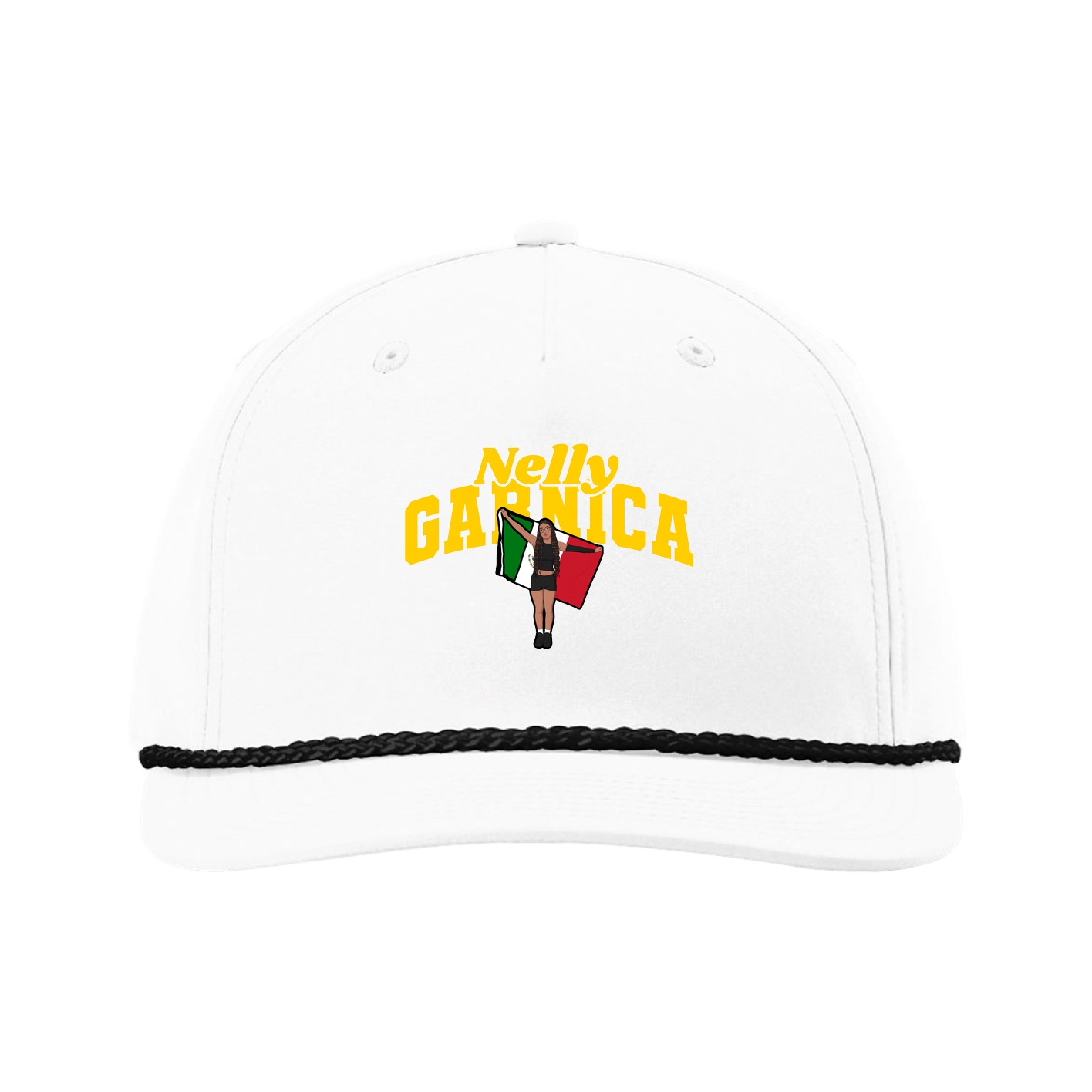 Five-Panel Classic Rope Cap — Signature Arch in White