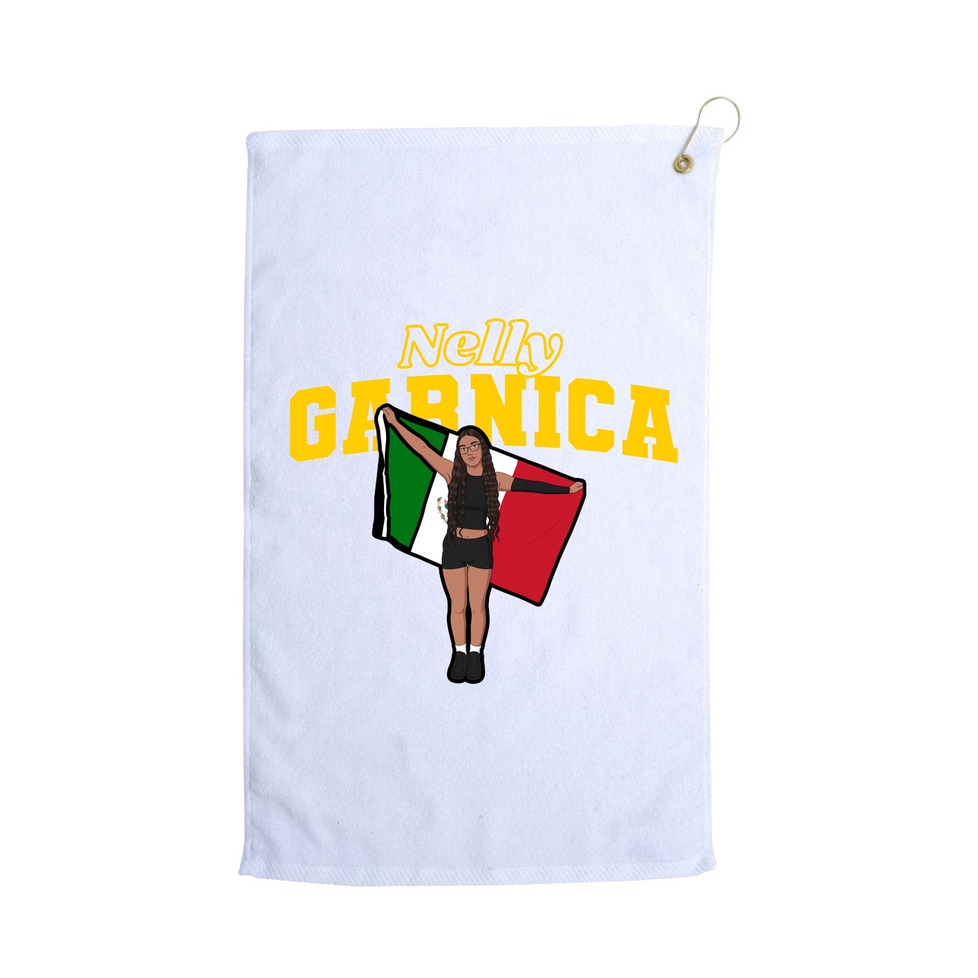 Golf Towel — Name Arch in White