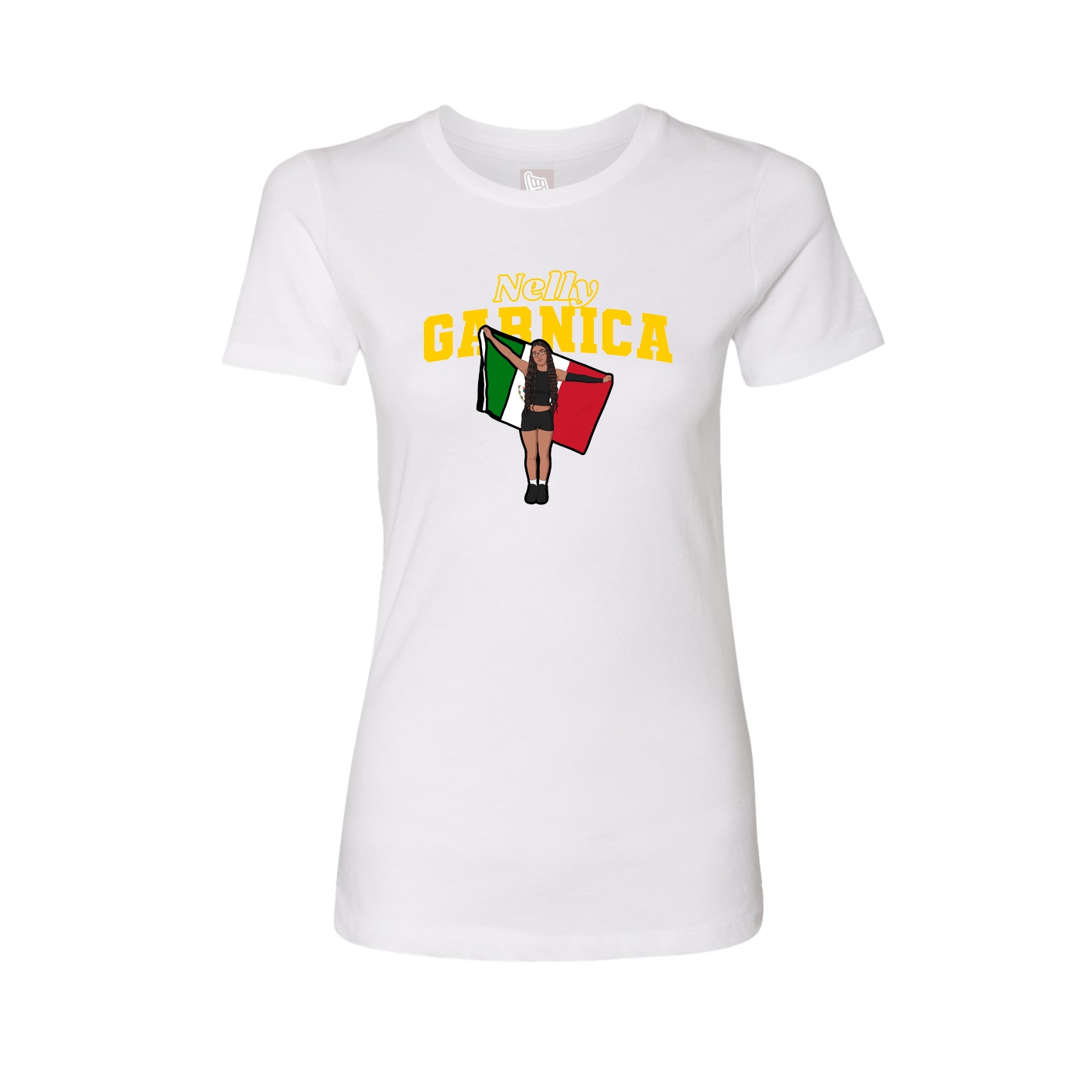 Fitted Women's Tee — Name Arch in White