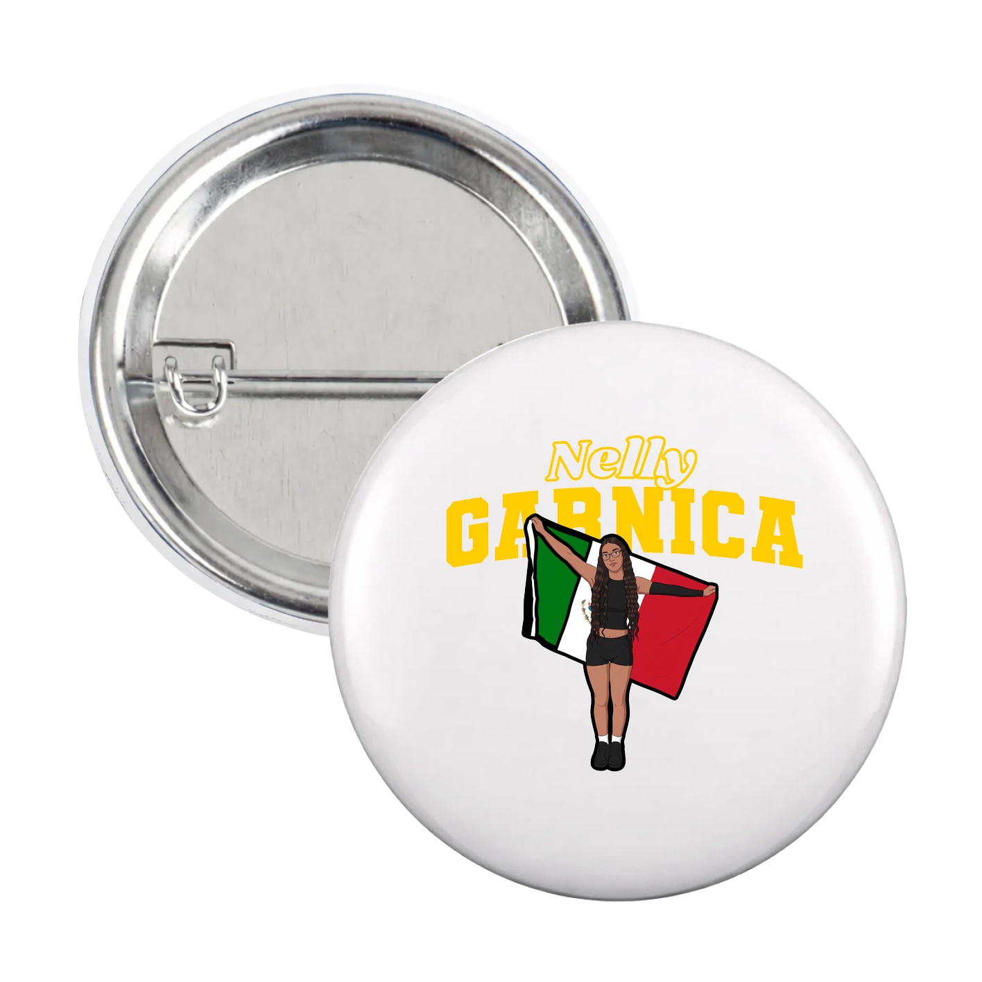 Game Day Button — Name Arch in White