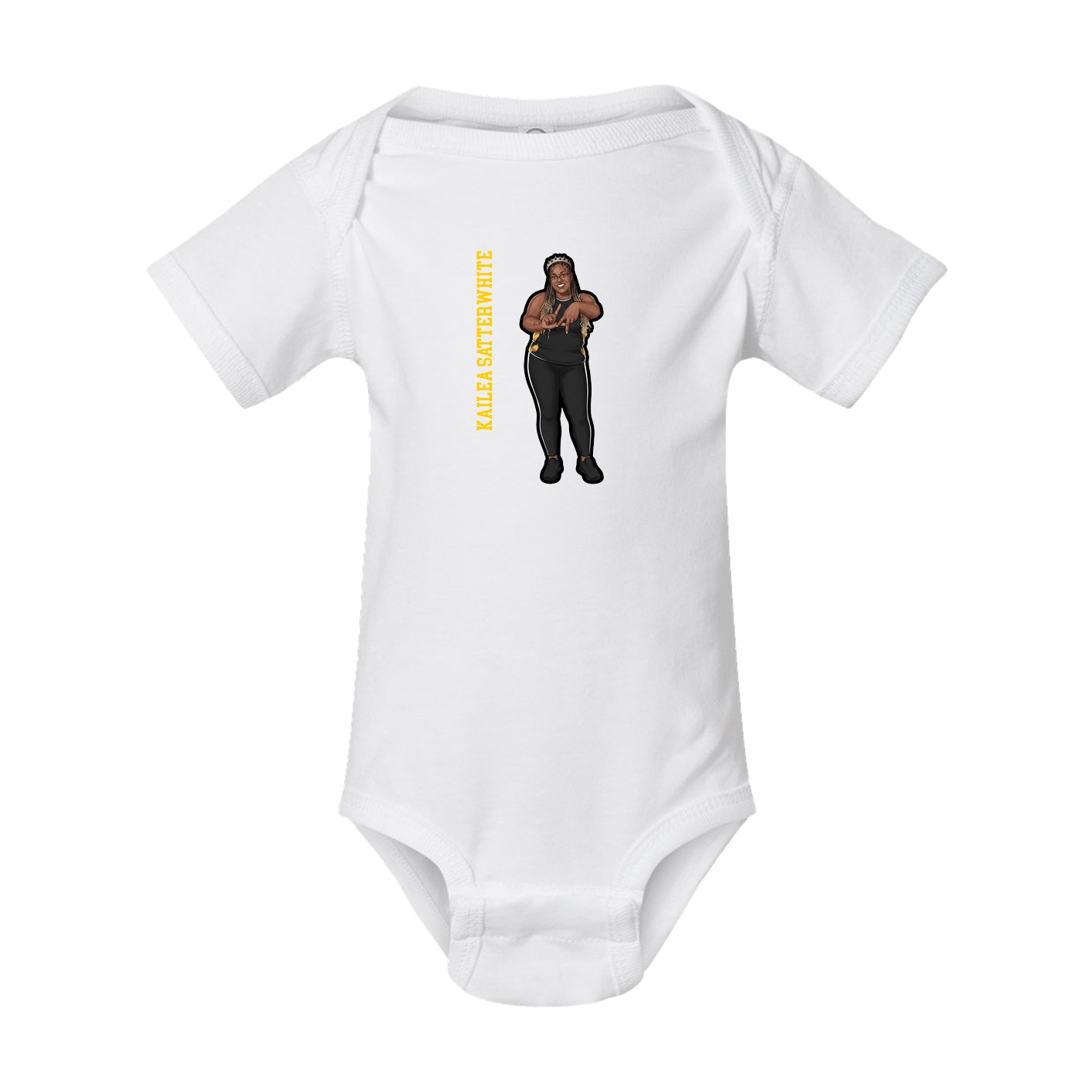 Baby Onesie — Name Vertical in White