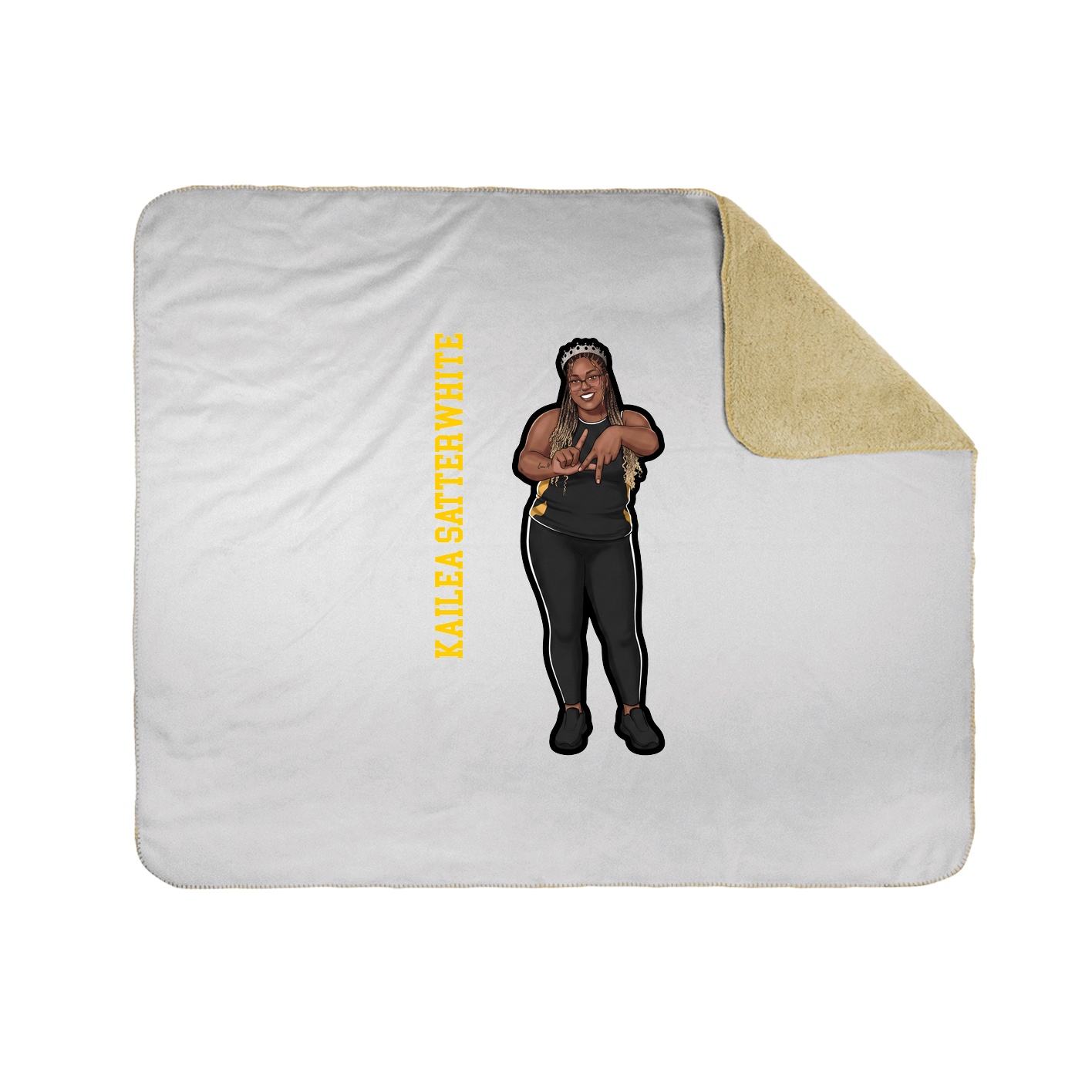 Throw Blanket — Name Vertical in White