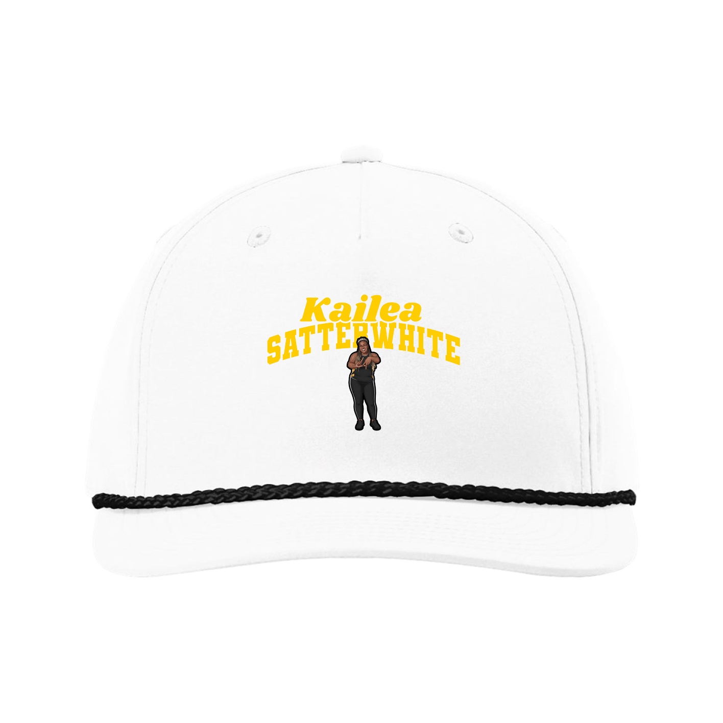 Five-Panel Classic Rope Cap — Signature Arch in White