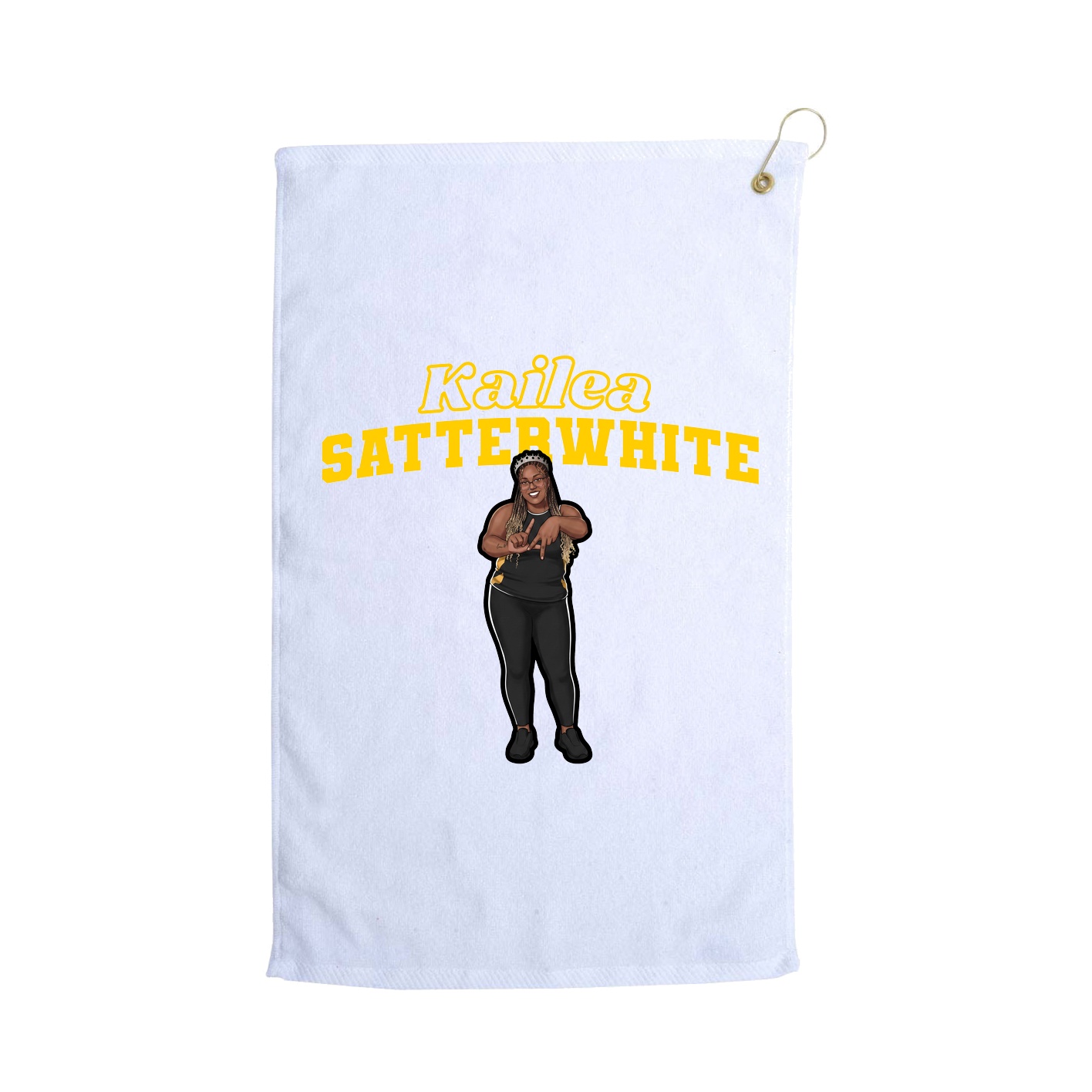 Golf Towel — Name Arch in White