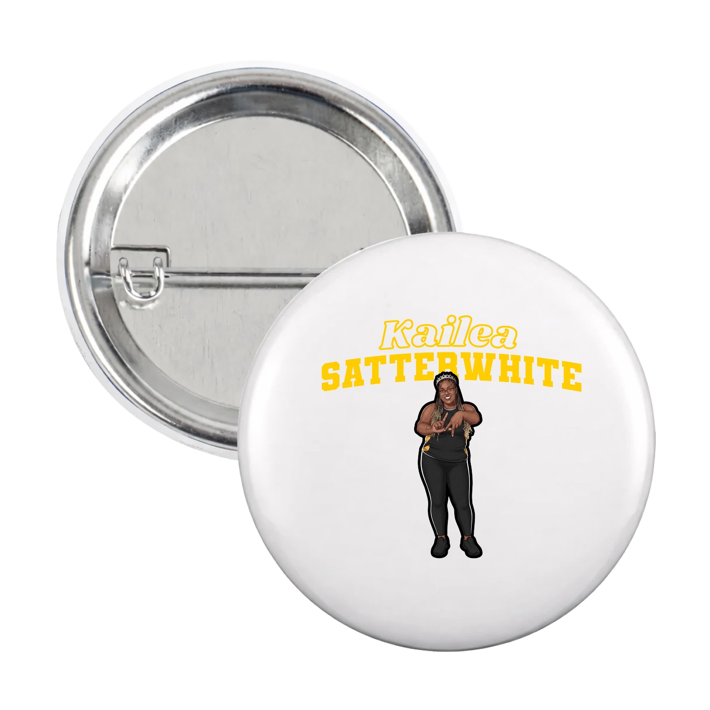 Game Day Button — Name Arch in White