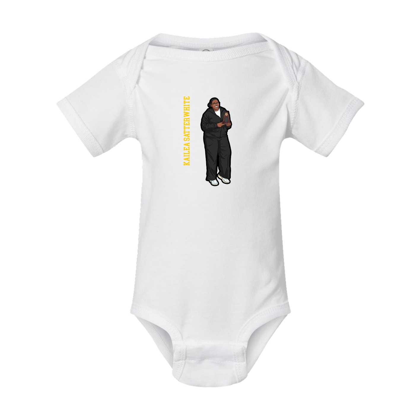 Baby Onesie — Name Vertical in White