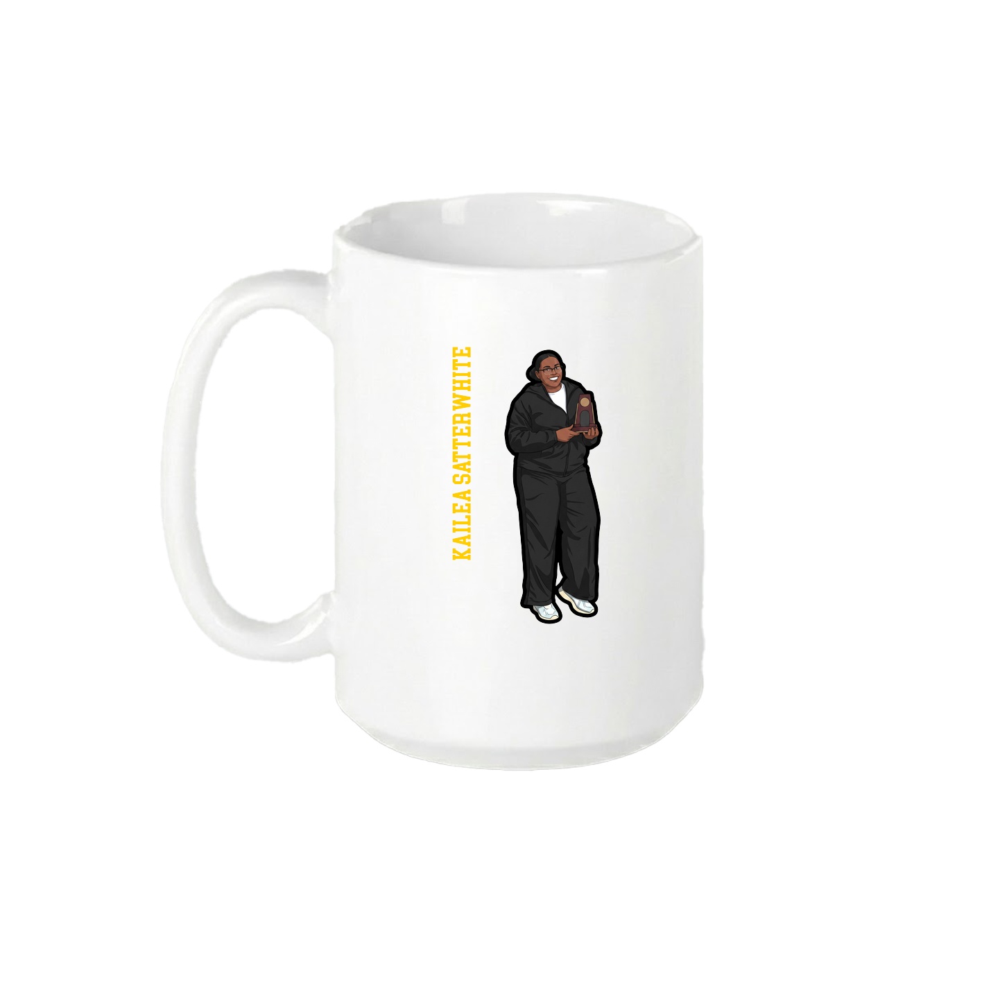 15oz Coffee Mug — Name Vertical in White