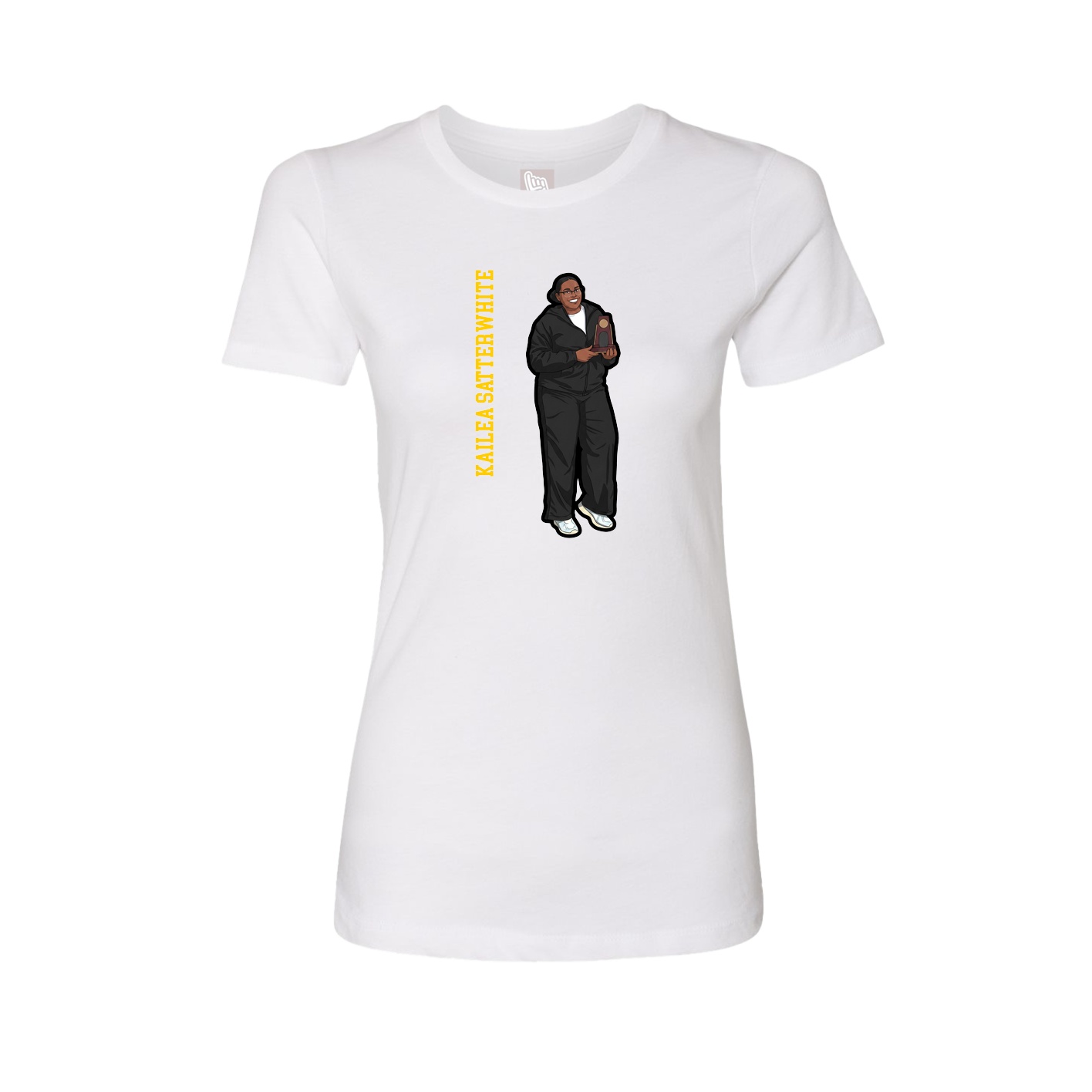 Fitted Women's Tee — Name Vertical in White