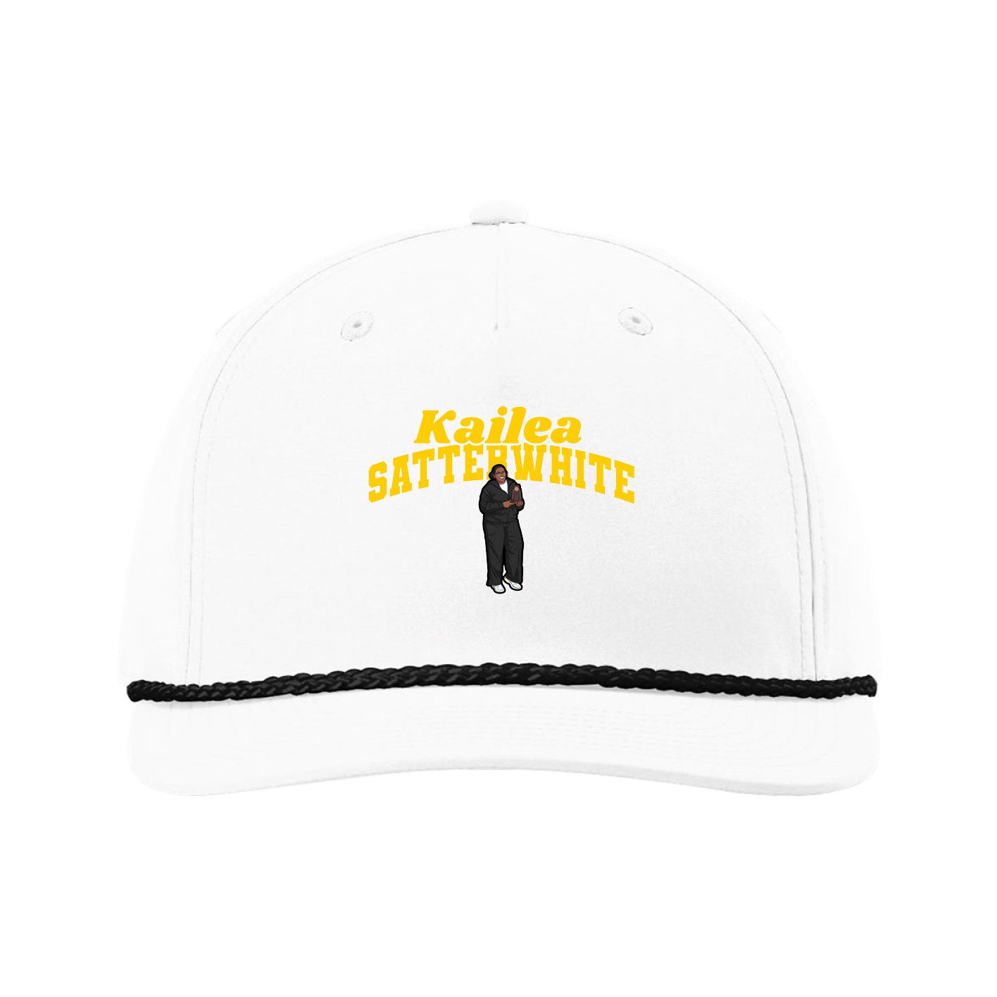 Five-Panel Classic Rope Cap — Signature Arch in White