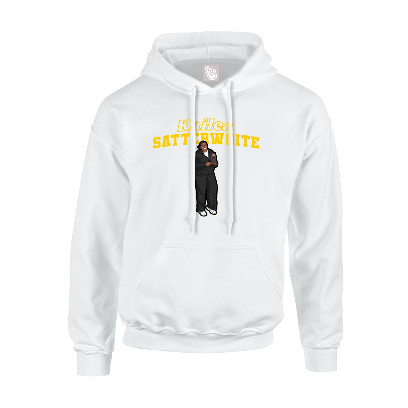 Youth Hoodie — Name Arch in White
