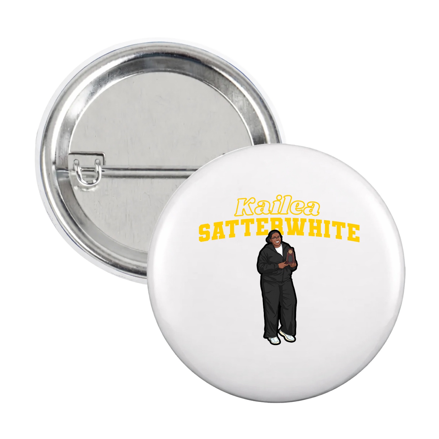 Game Day Button — Name Arch in White