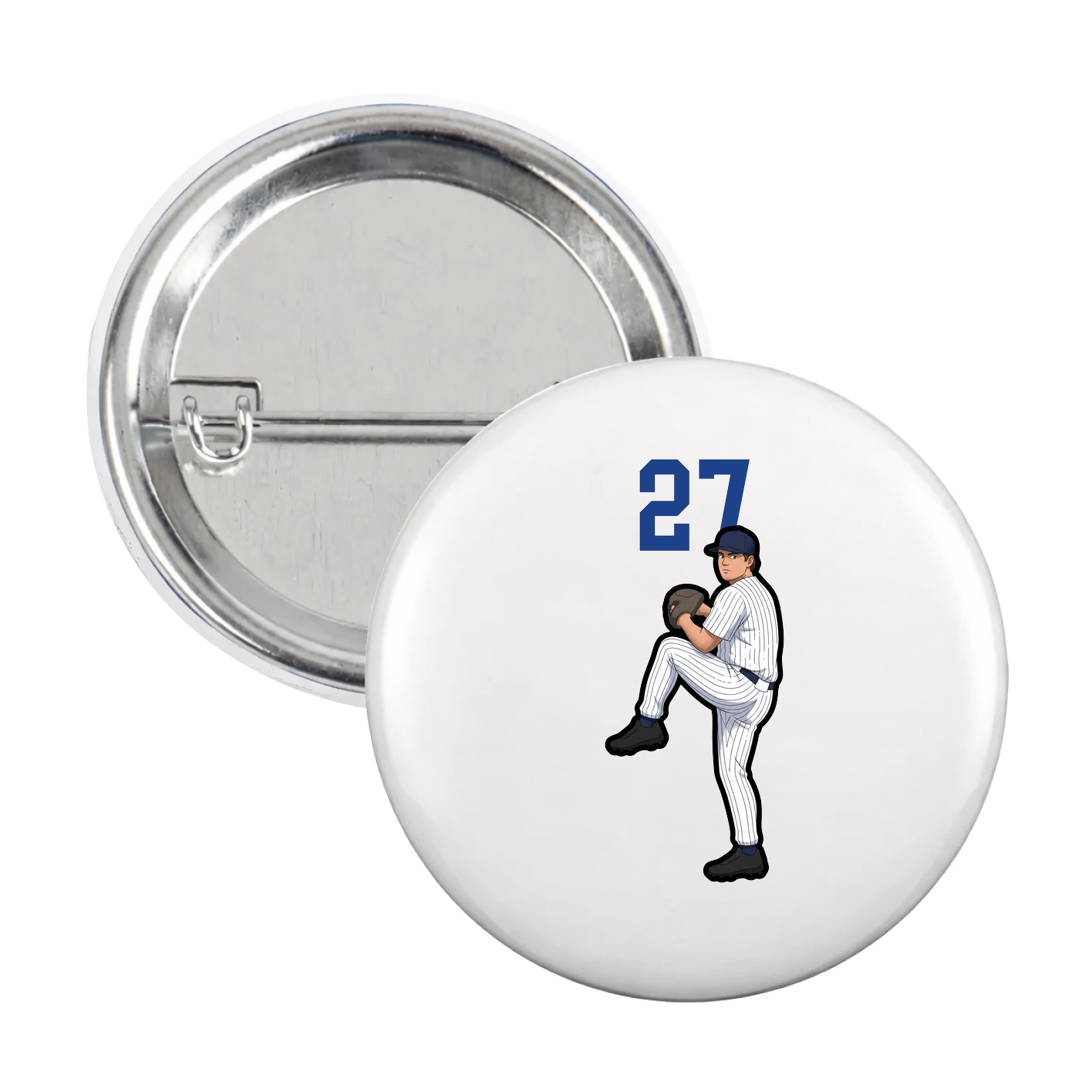 Game Day Button — Number Top in White