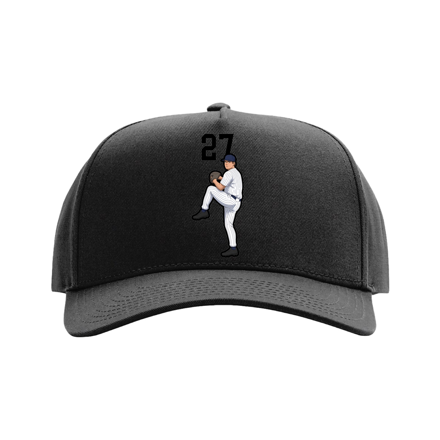 Full Fabric Five-Panel Champ Cap — Number Top in Black