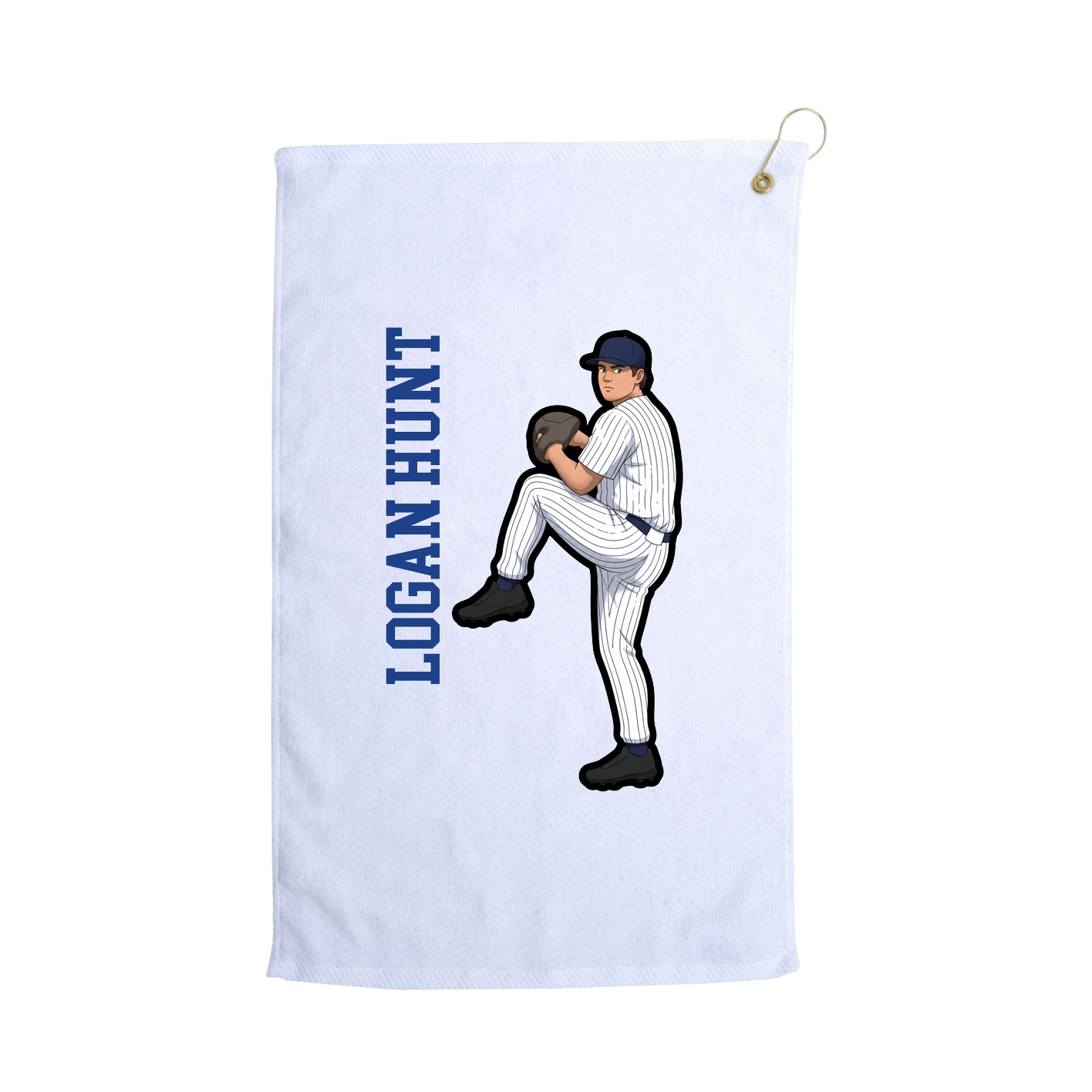 Golf Towel — Name Vertical in White