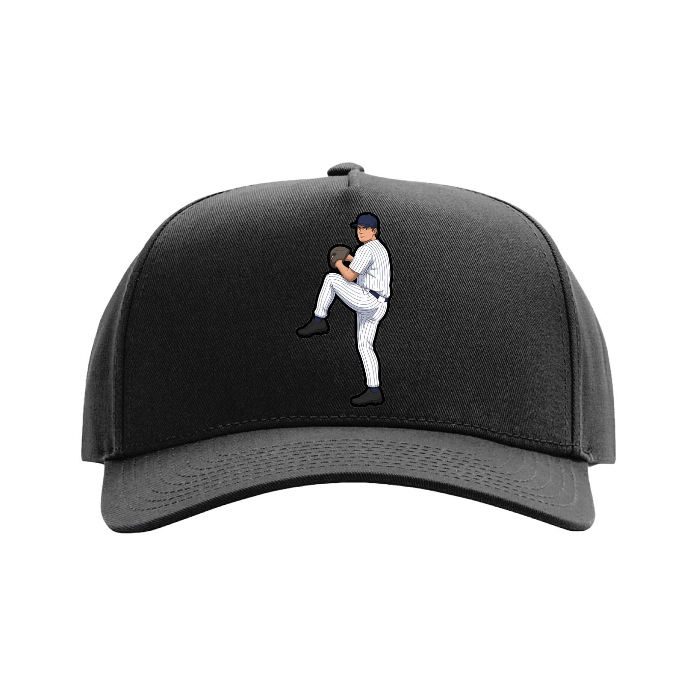 Full Fabric Five-Panel Champ Cap — Name Vertical in Black