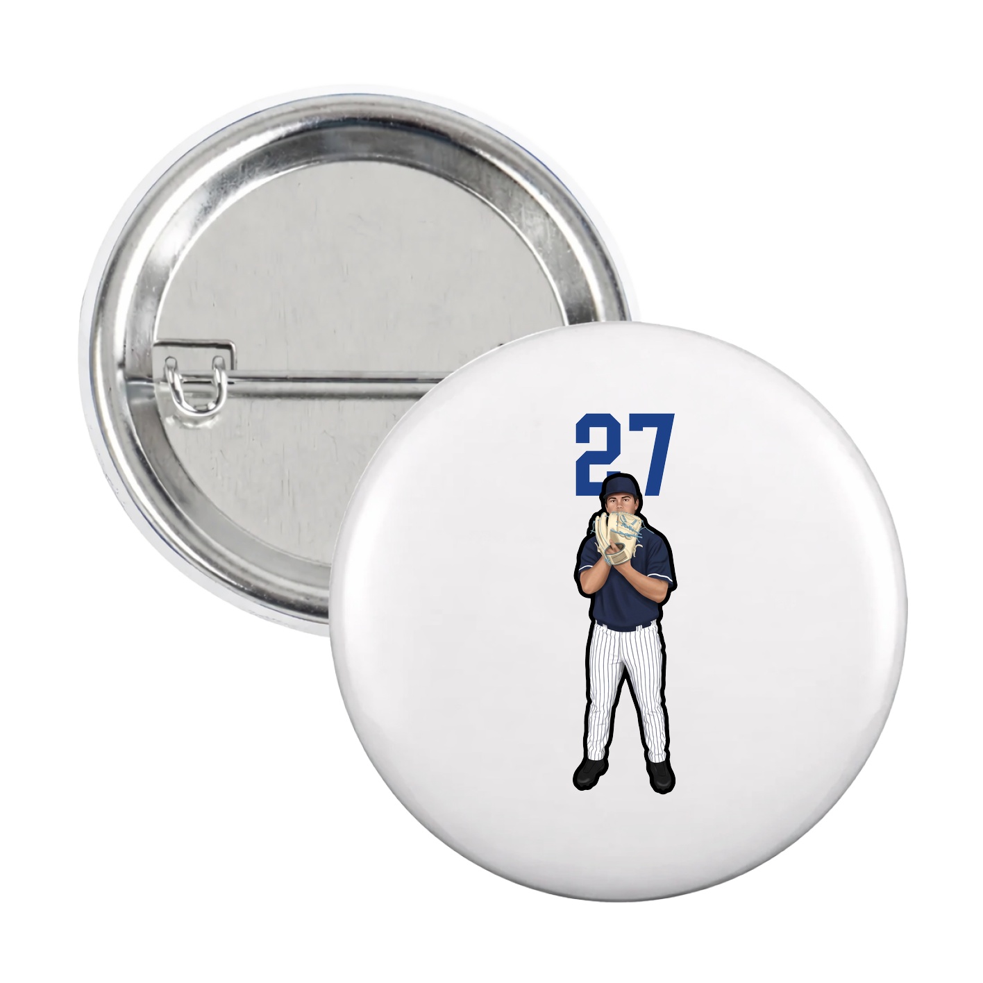 Game Day Button — Number Top in White