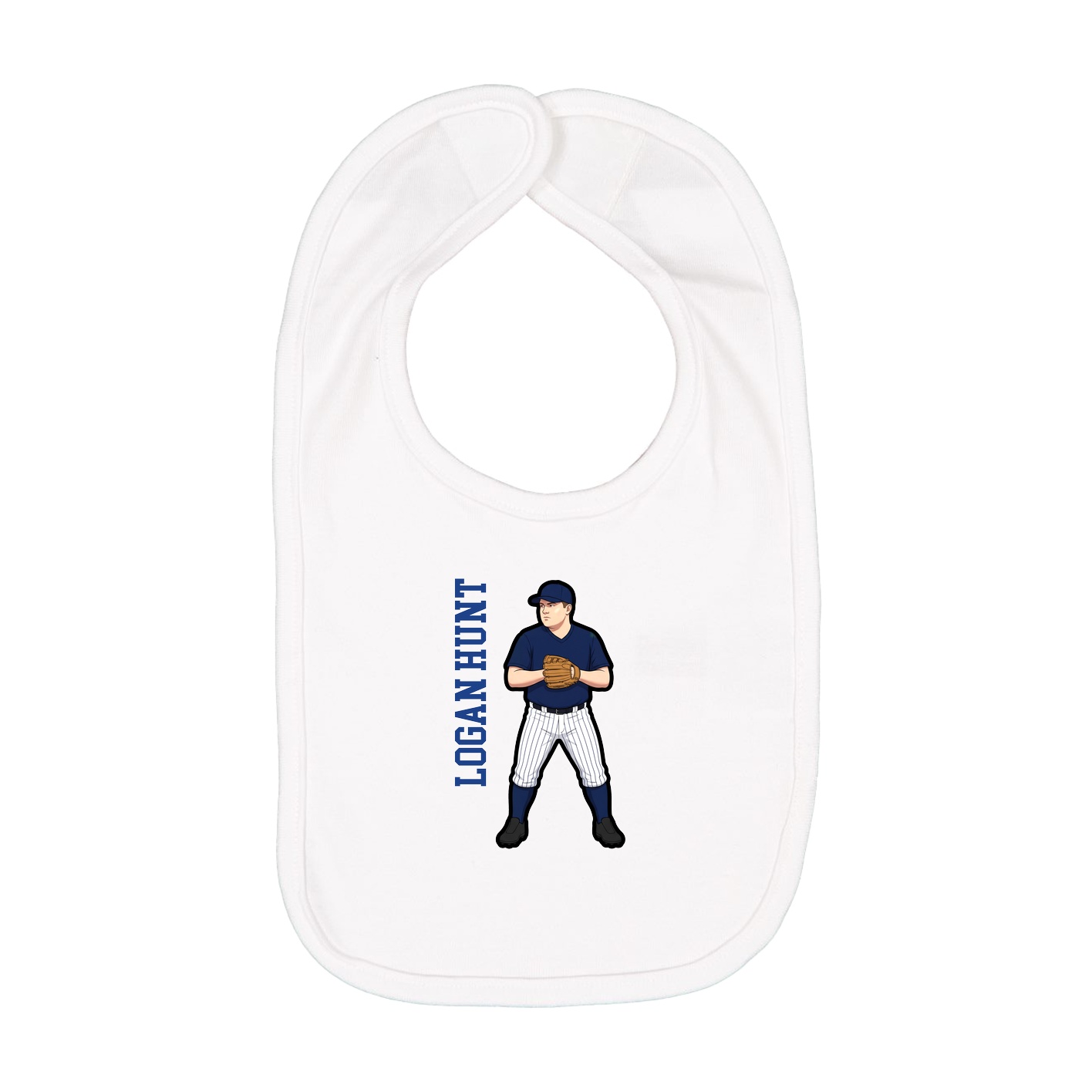 Infant Bib — Name Vertical in White