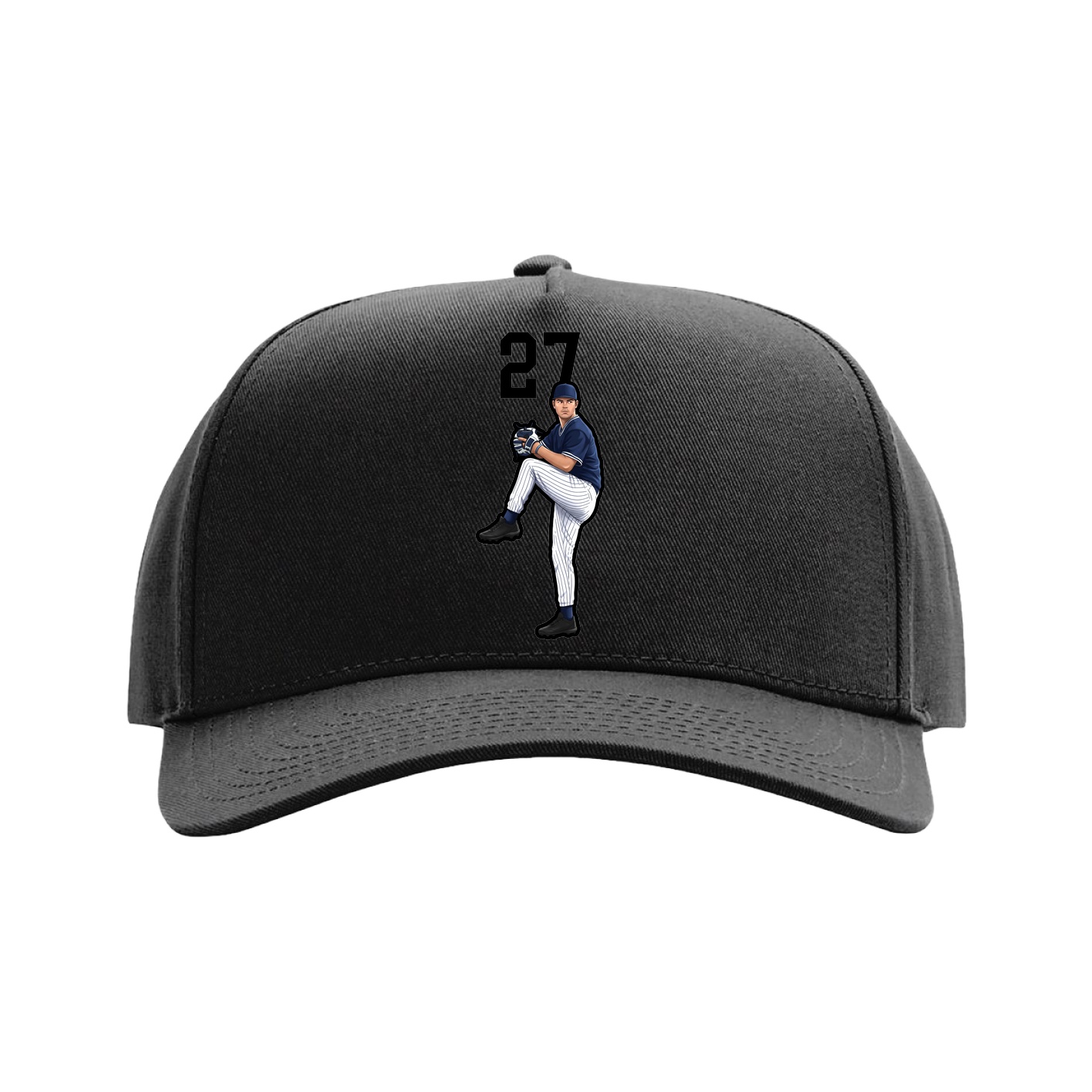 Full Fabric Five-Panel Champ Cap — Number Top in Black