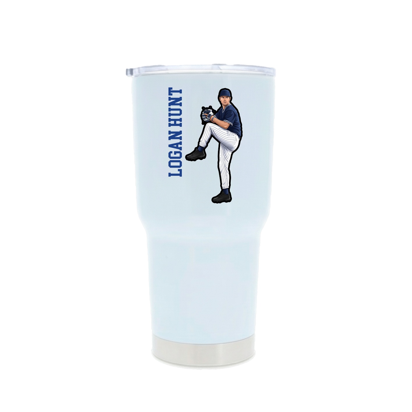 30oz Stainless Steel Tumbler — Name Vertical in White