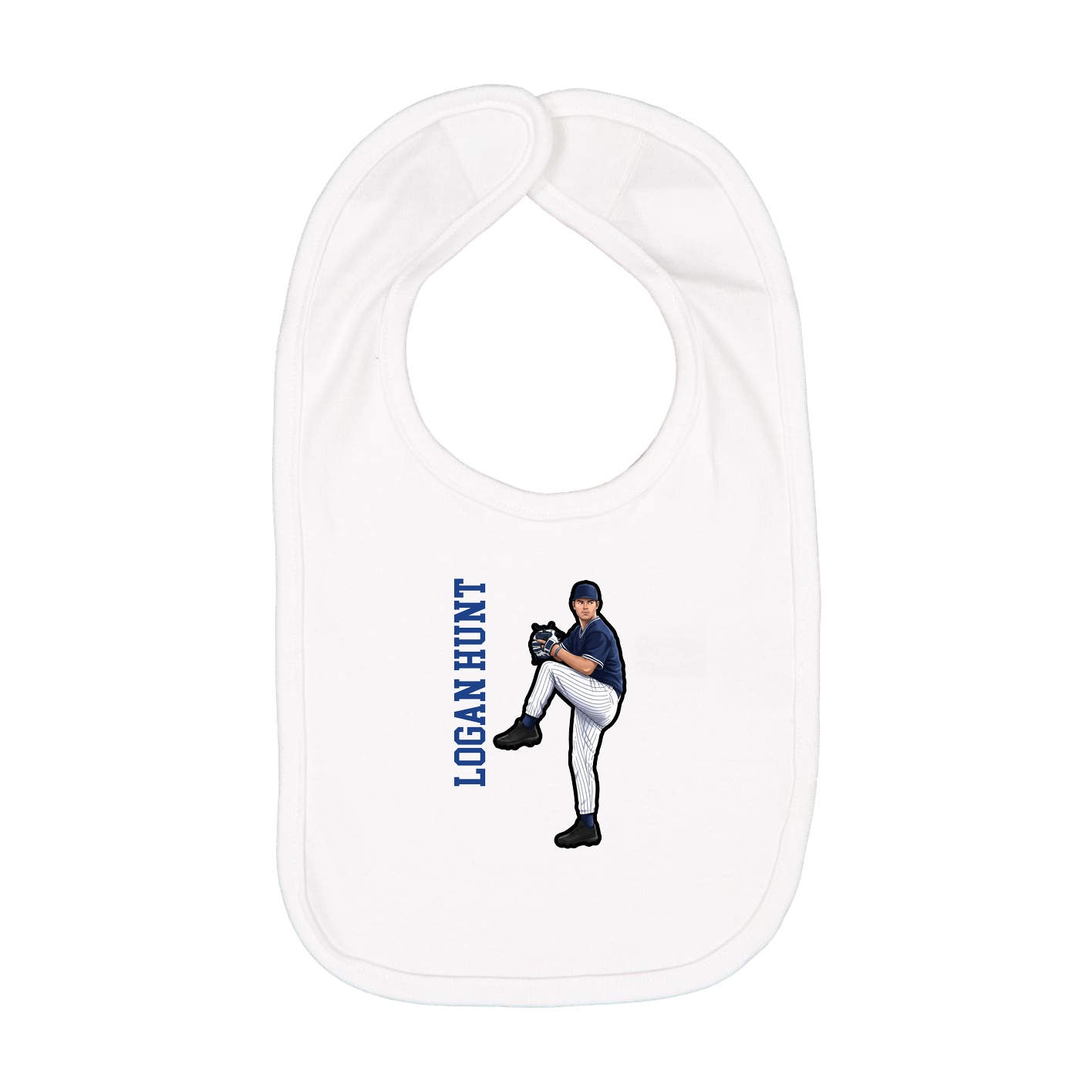 Infant Bib — Name Vertical in White