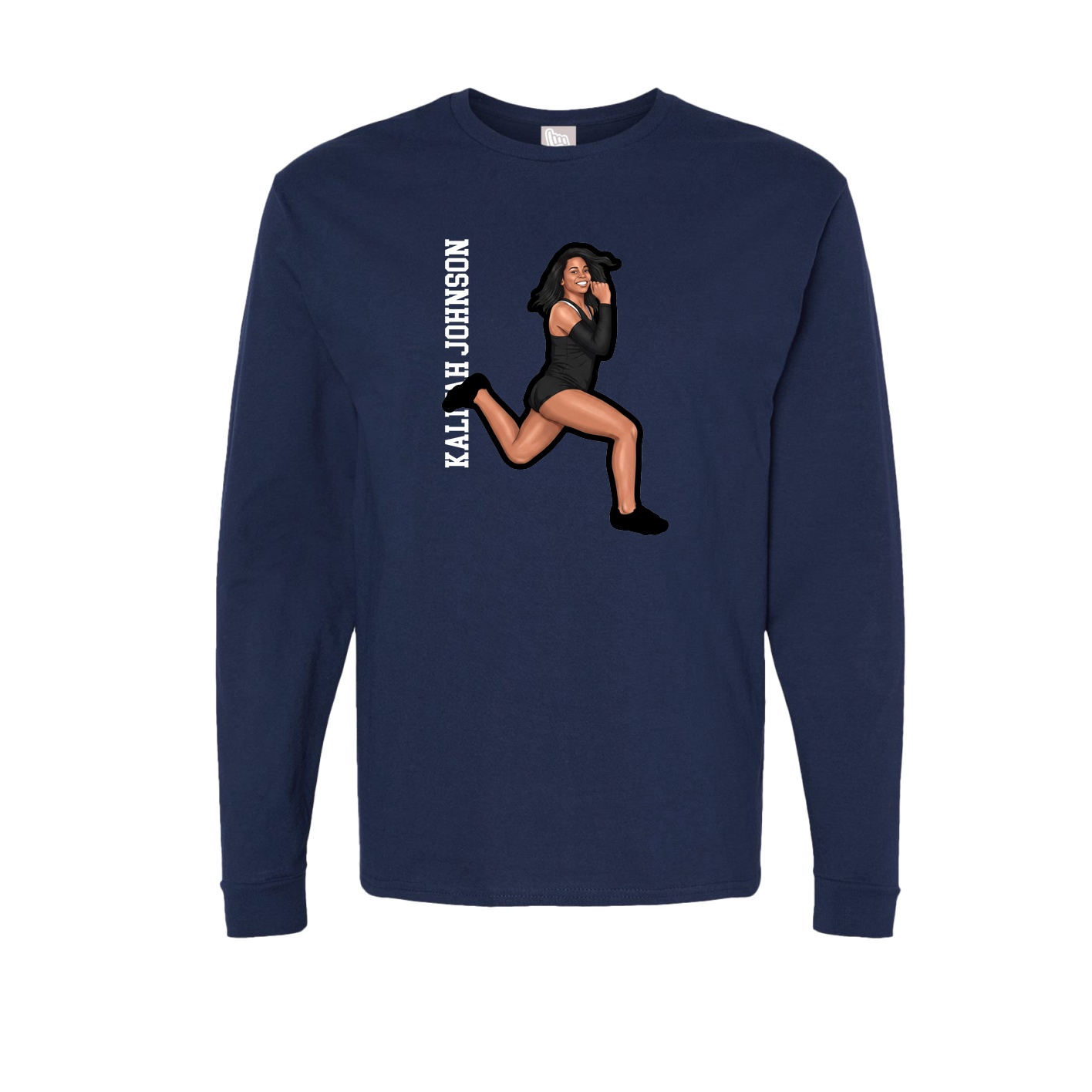 Long Sleeve Tee — Name Vertical in Navy